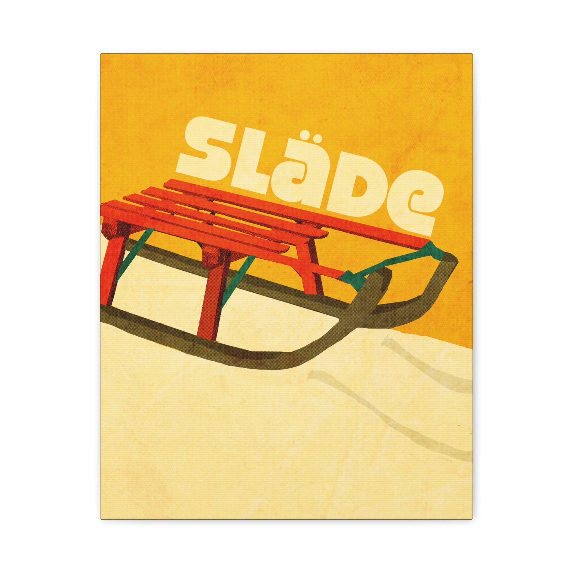 Midwest Mod Seasonal Winter Art Print Snow Sled Swedish Slade - Matte Canvas, Stretched, 1.25"
