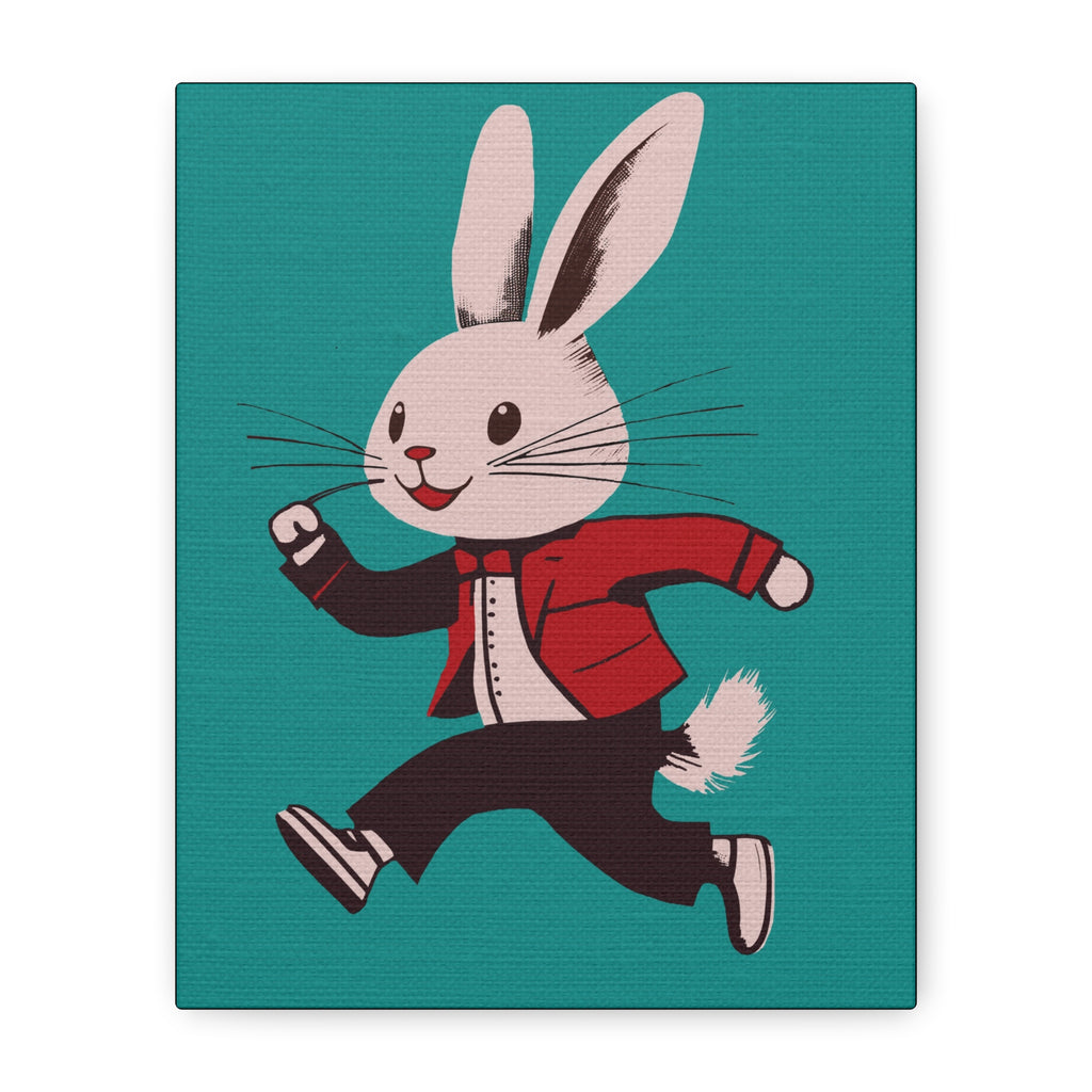 Midwest Modern Pop Art Run Rabbit Run #2 Art Print - Matte Canvas, Stretched, 1.25" -  home decor, wall art, bunny, spring, easter, rabbit