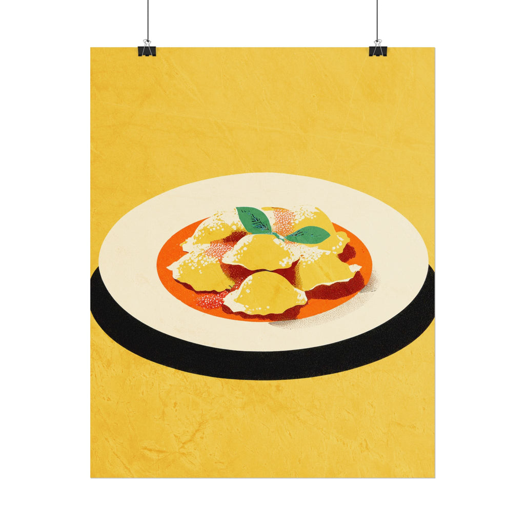 Comfort Food Pop Art Print-Ravioli Pasta Rolled Poster |