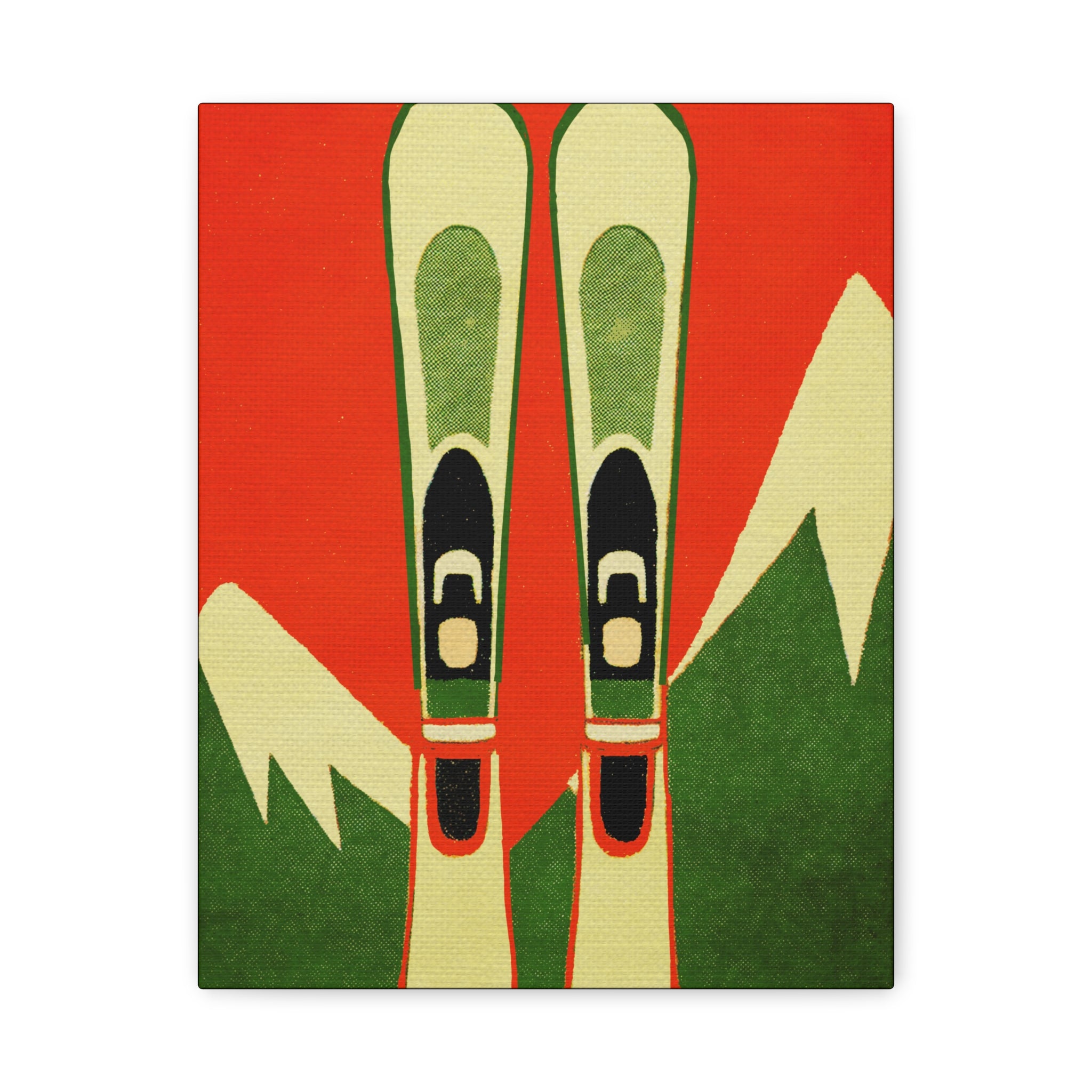 Midwest Modern Icon Pop Retro Winter Skis Print - Matte Canvas, Stretched, 1.25"