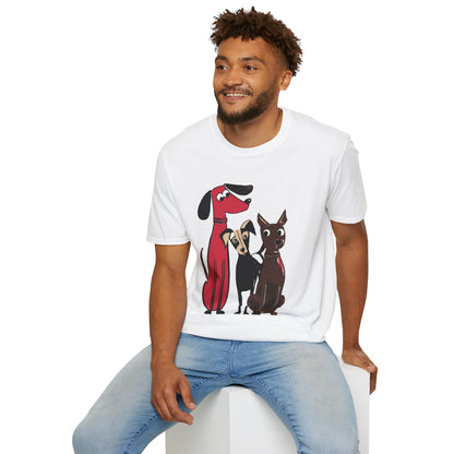 Retro Dog Trio Graphic Art - 100% Cotton T-Shirt