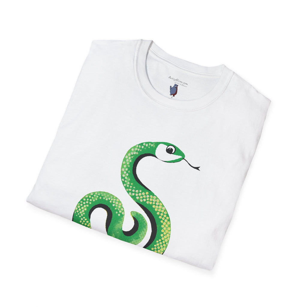 Midwest Modern Pop Icon Green Snake- 100% Cotton Graphic Tee - animal lovers, green, snake, reptile