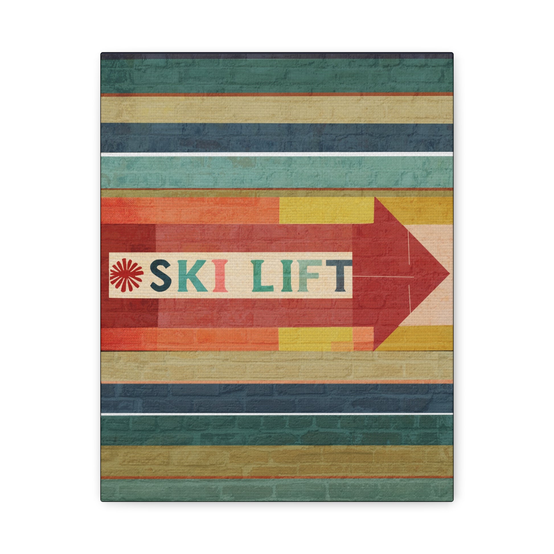 Midwest Mod Seasonal Winter Art Print Ski Lift Sign - Matte Canvas, Stretched, 1.25"