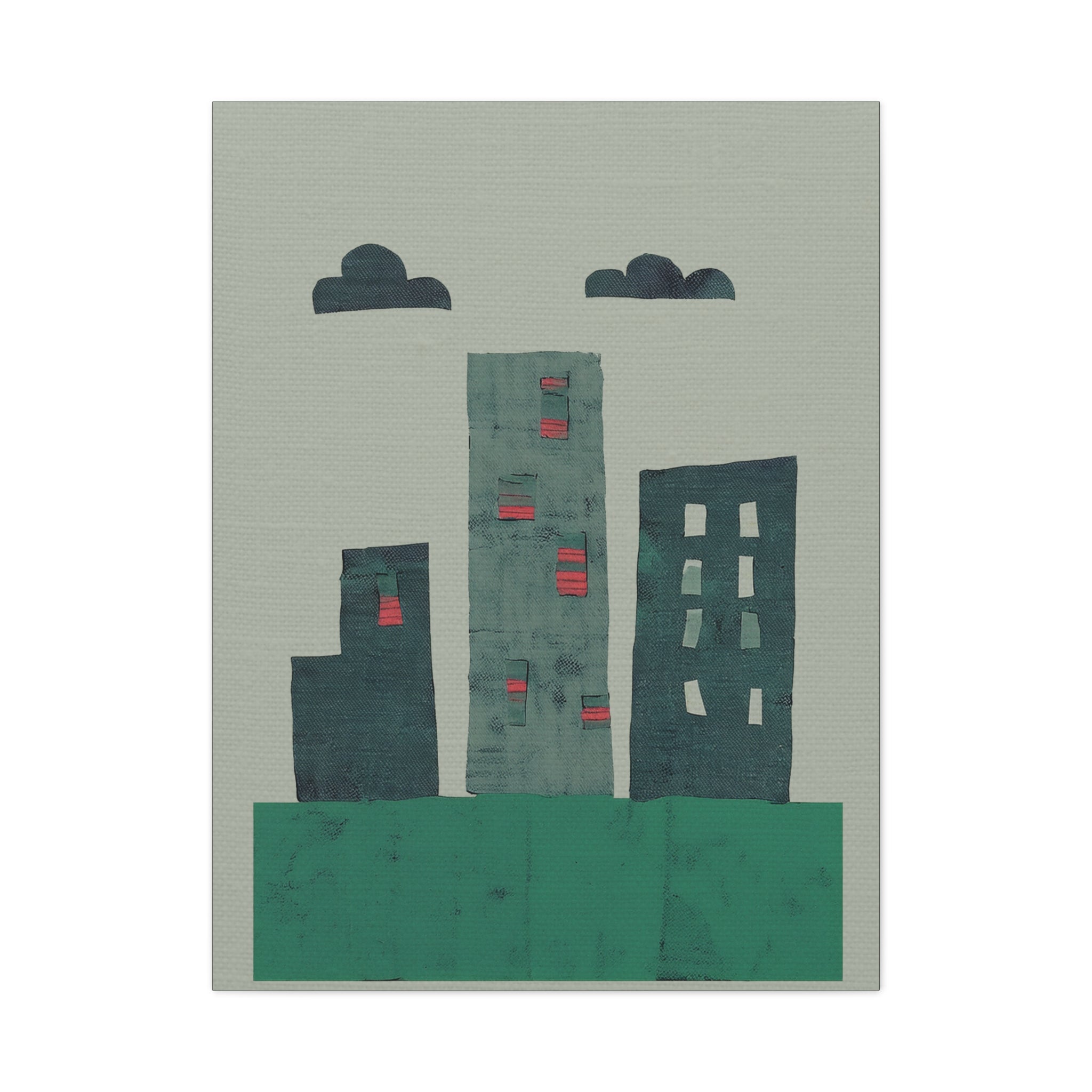 Collage Style Small Town Skyline - Matte Canvas, Stretched, 1.25"