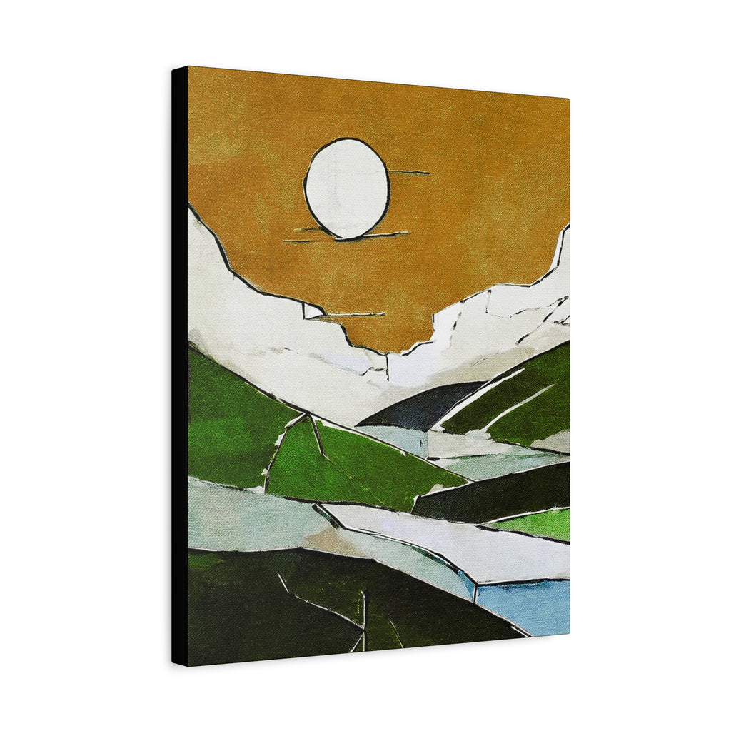 Mid Century Modern Inspired Prairie Landscape Graphic Art Print - Matte Canvas, Stretched, 1.25"