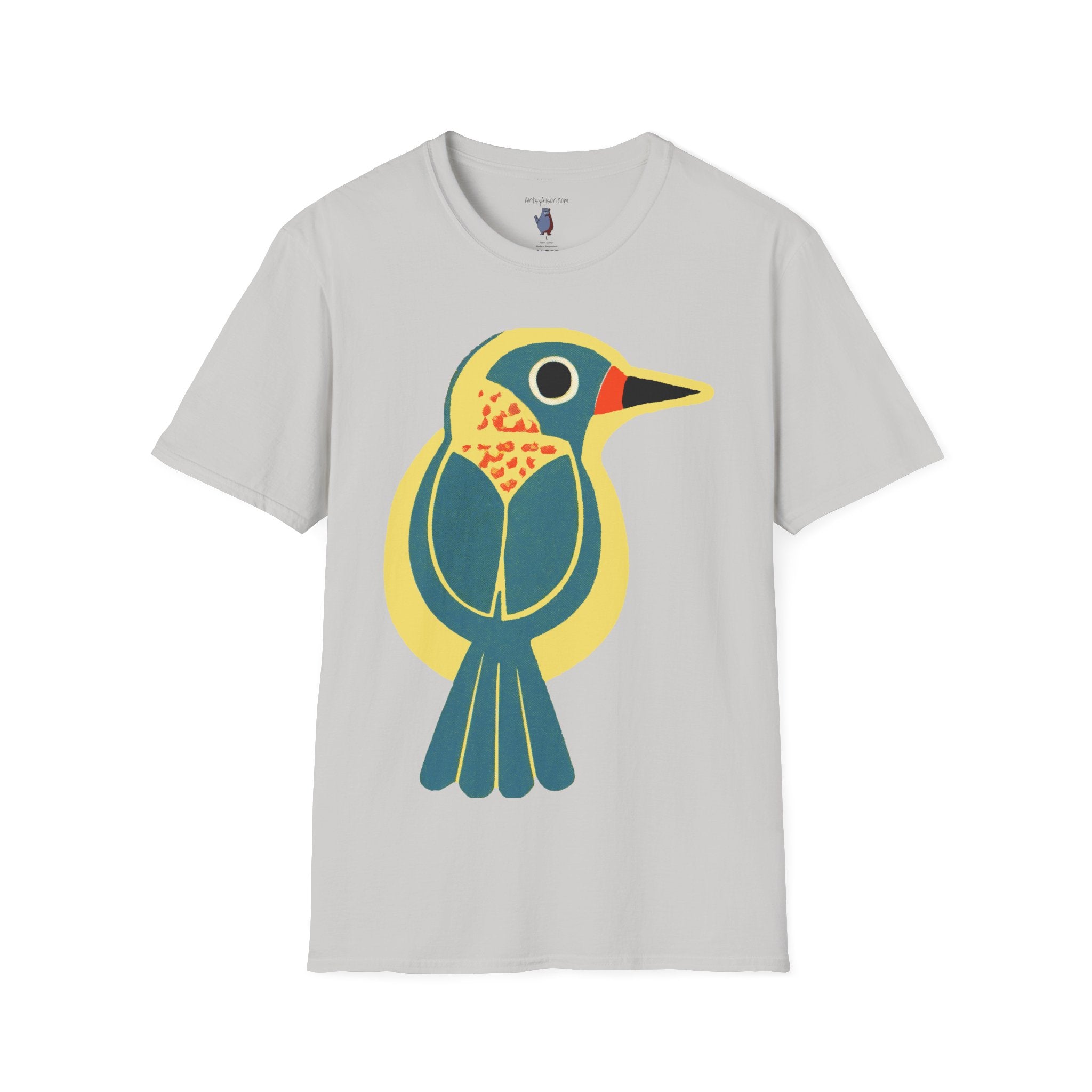 Retro BlueBird Graphic Art Tee - 100% Cotton T-Shirt