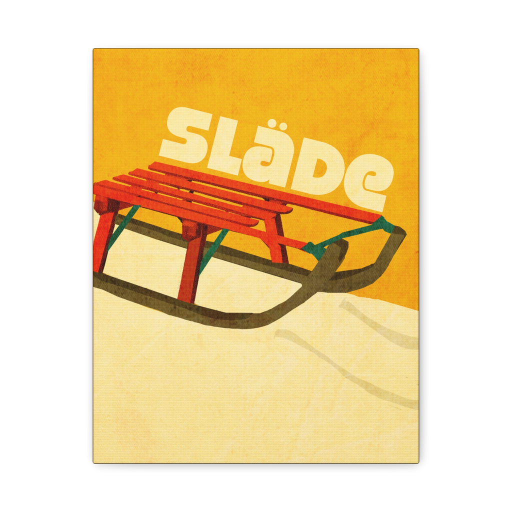 Midwest Mod Seasonal Winter Art Print Snow Sled Swedish Slade - Matte Canvas, Stretched, 1.25"