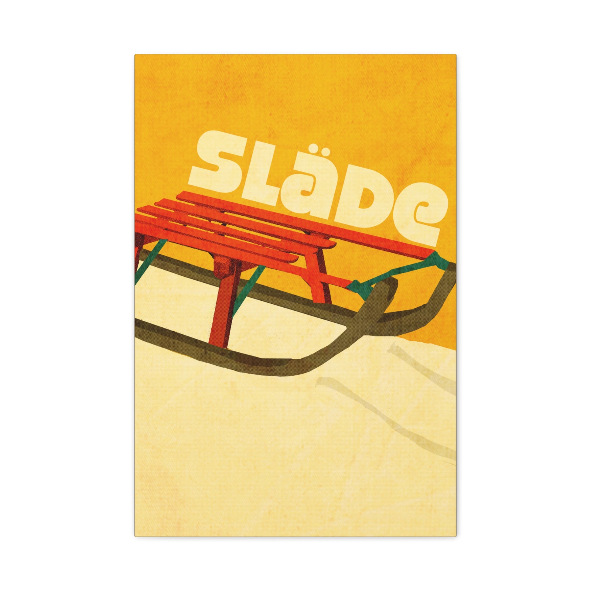 Midwest Mod Seasonal Winter Art Print Snow Sled Swedish Slade - Matte Canvas, Stretched, 1.25"