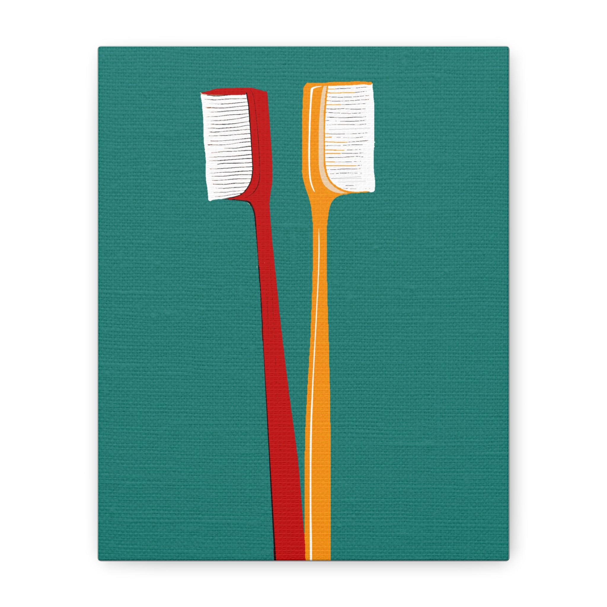 Midwest Modern Pop Art Toothbrush Duo Bathroom Art Print - Matte Canvas, Stretched, 1.25"