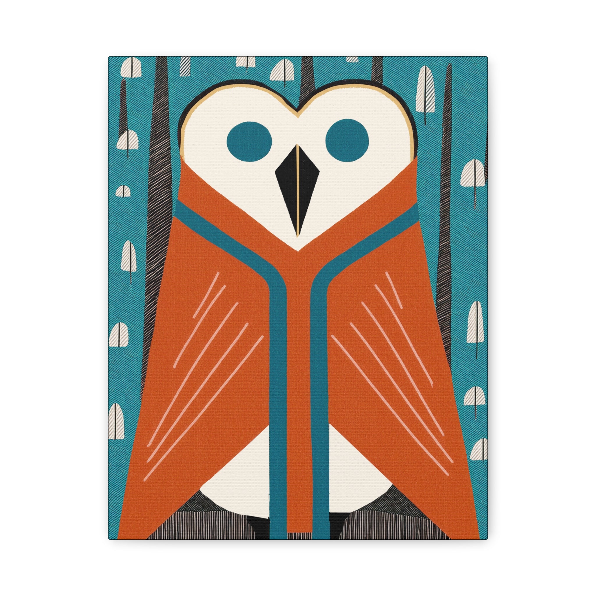 Midwest Mod Snowy Owl with Blanket Winter Print- Matte Canvas, Stretched, 1.25", holiday decor, winter, cozy, owl, blankets