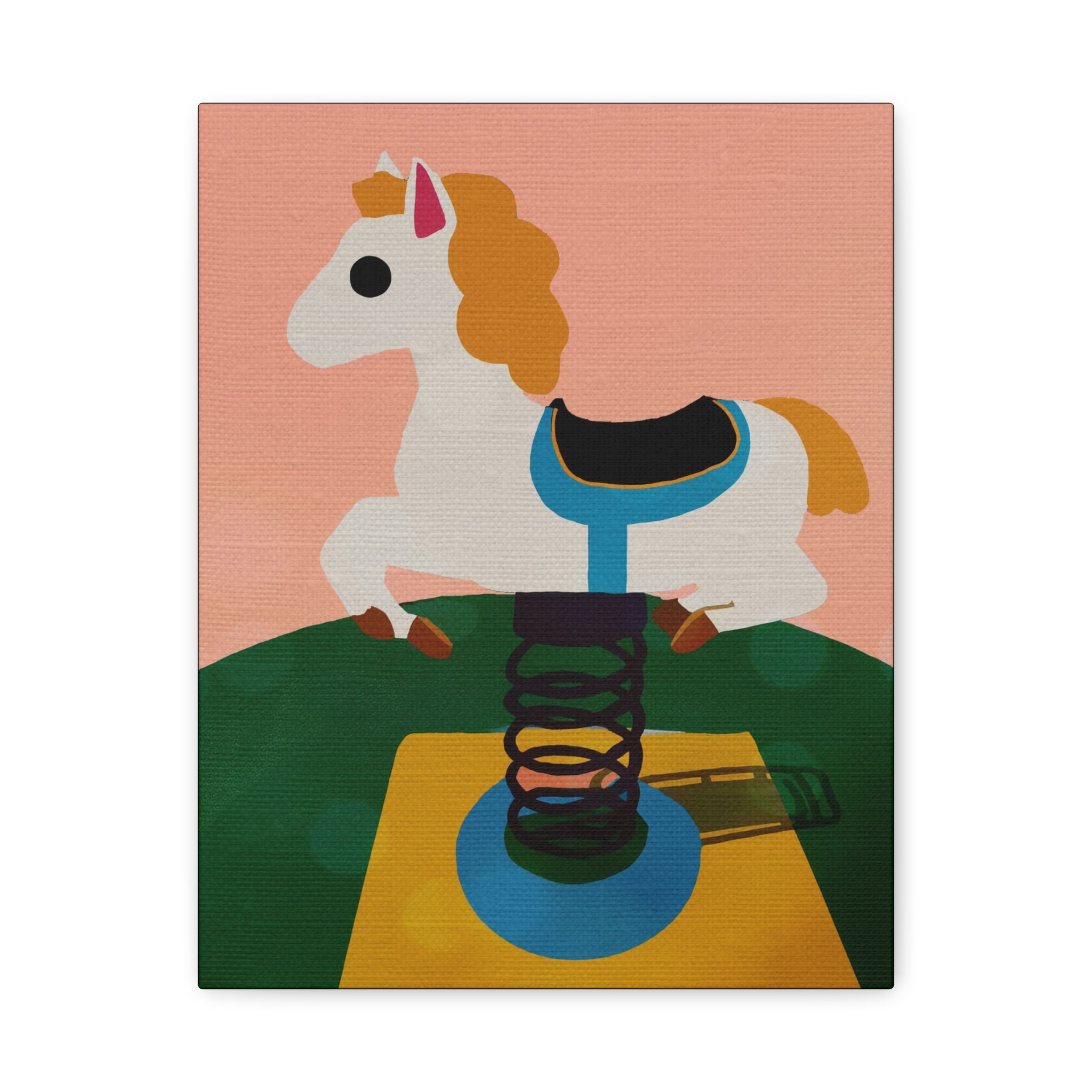 Midwest Modern Nostalgic Playground Horse Print - Matte Canvas, Stretched, 1.25" -  home decor, wall art, nostalgia, playground, kids ride