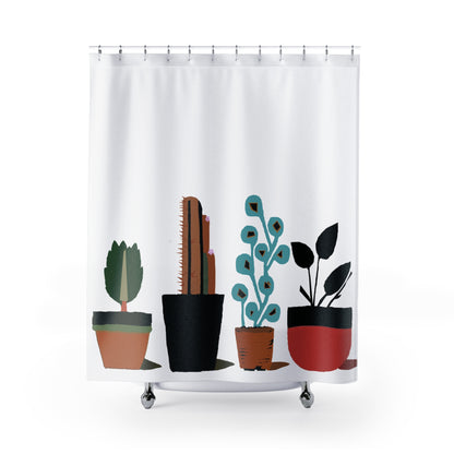 Retro Inspired MCM Houseplant LOVE No. 2 Shower Curtain