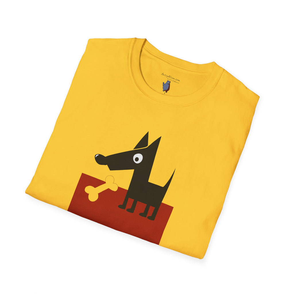 Midwest Modern Pop Icon Dog & Bone 100% Cotton Graphic Tee - animal lovers, dog, canine, bones