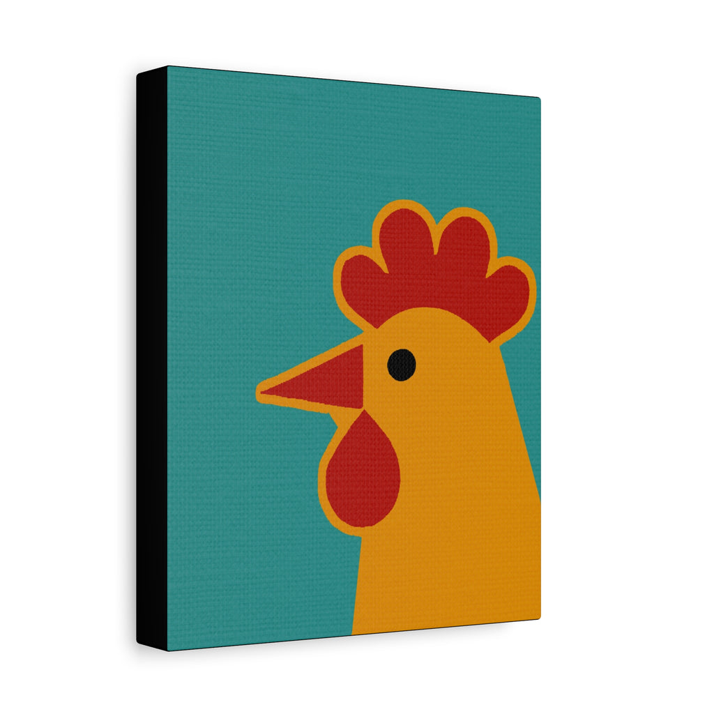 Midwest Modern Icon Pop Art Chicken Head Print - Matte Canvas, Stretched, 1.25" - wall decor, fun art,  bold, animals, chickens