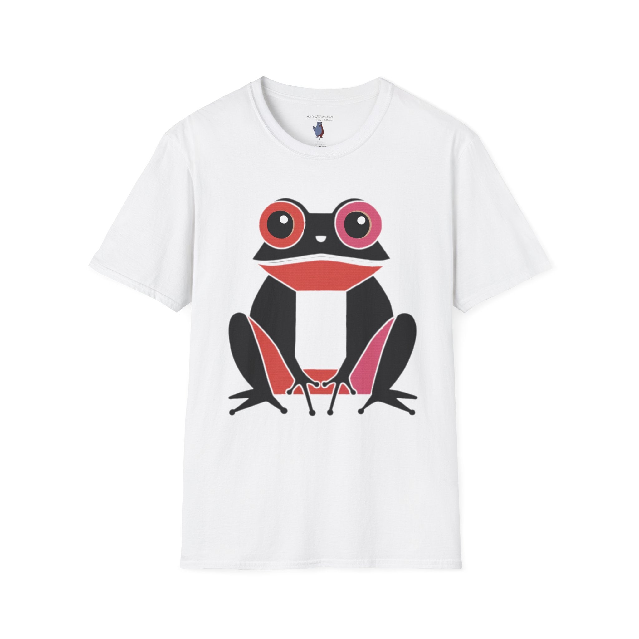 Midwest Modern Pop Iconic Blank and Pink Frog - 100% Cotton Graphic Tee - animal lovers, frogs, amphibians, black, pink