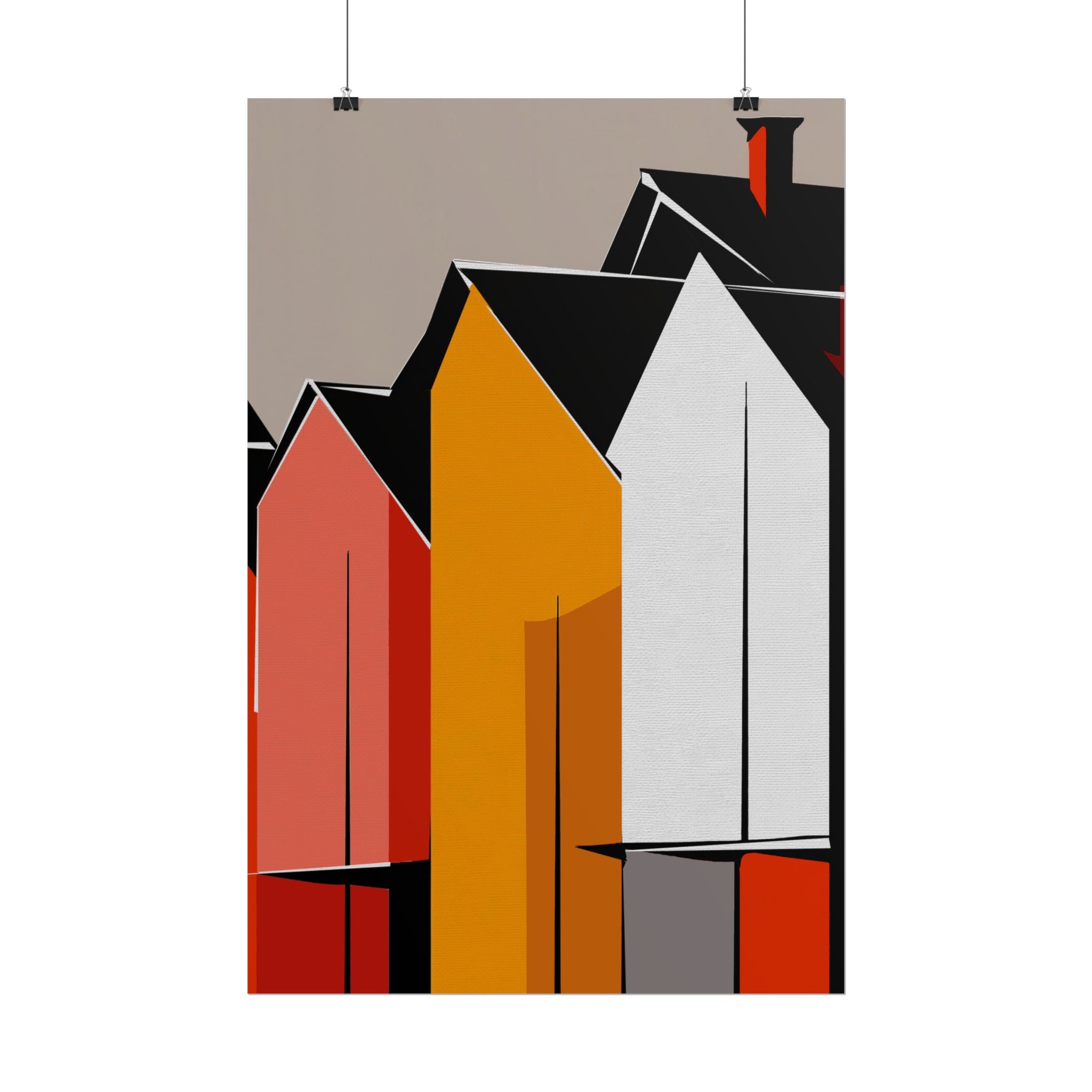 Mid Century Modern Inspired Houses Homes Art Print Rolled Poster | Wall Art, Midwest Mod, Prairie, Architecture