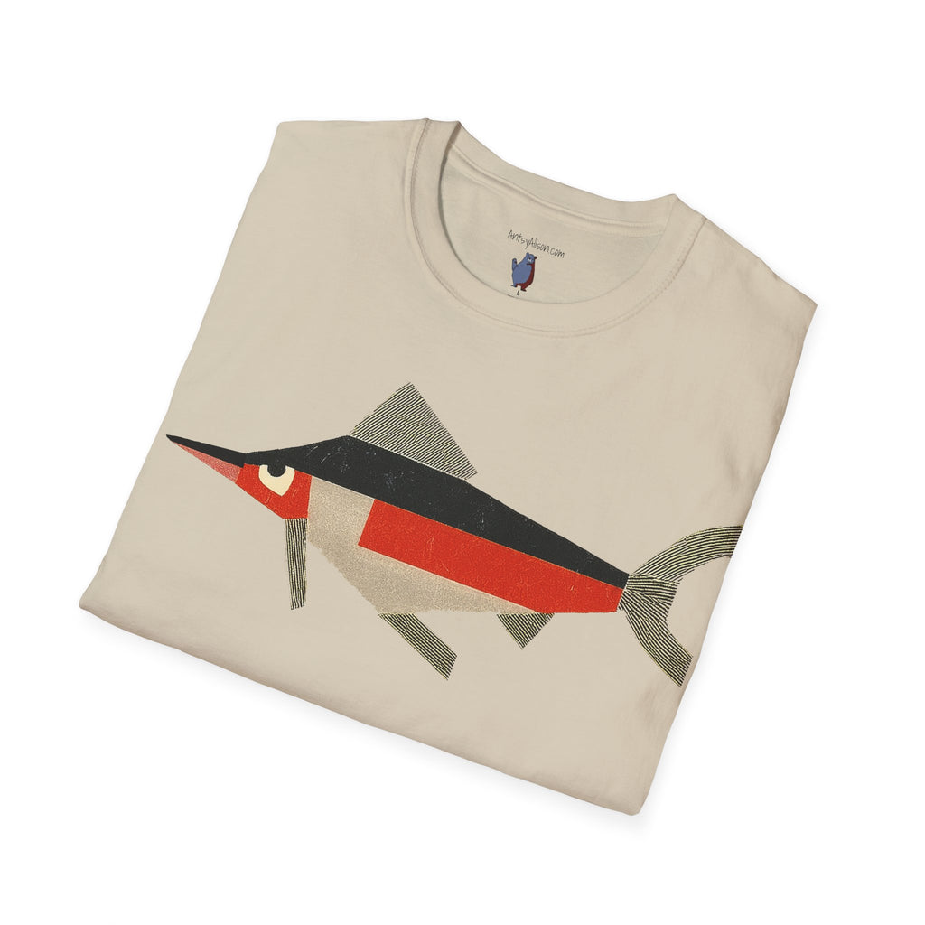 Mod Mad Swordfish Fish Graphic Art Tee - 100% Cotton T-Shirt