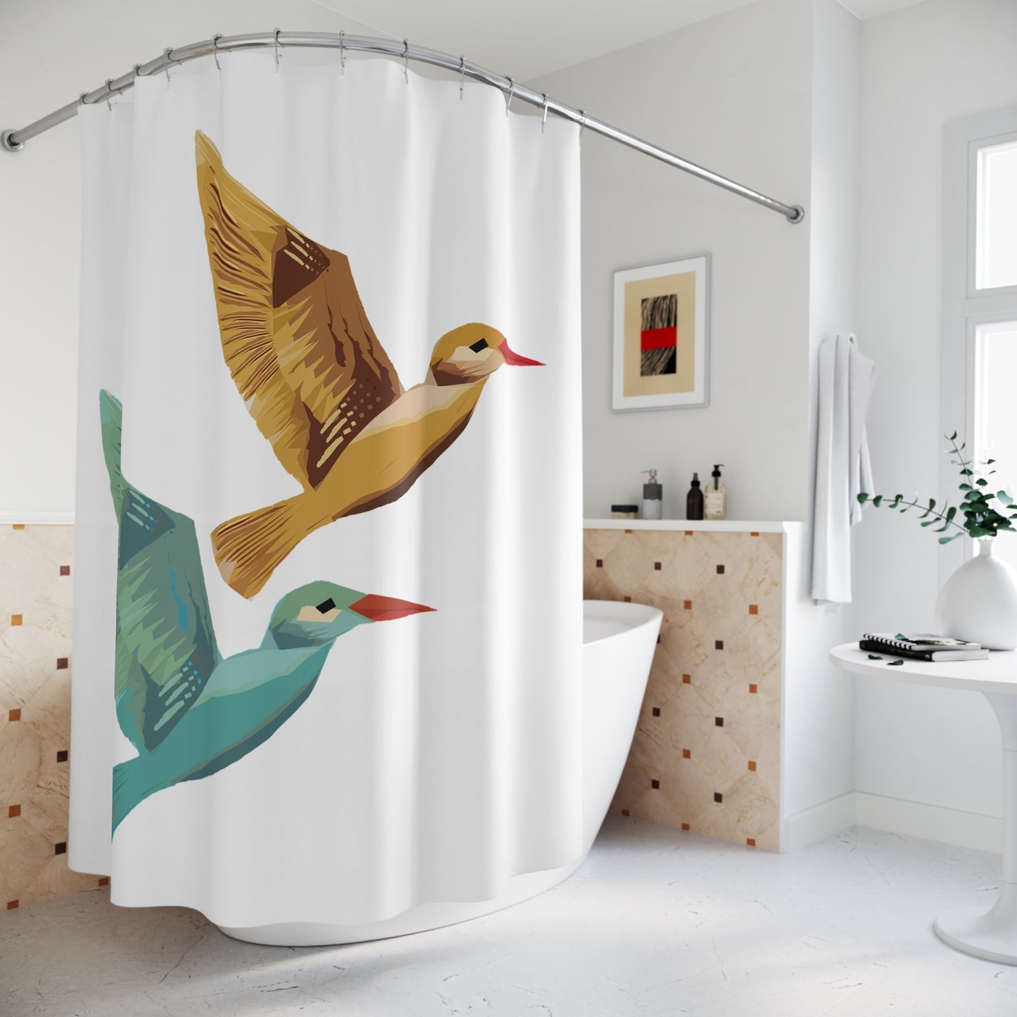 MCM Inspired Hummingbird Hummingbirds Shower Curtain