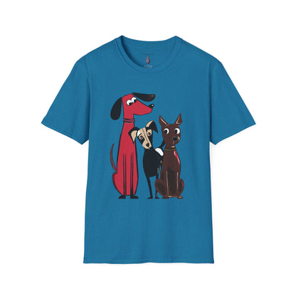 Retro Dog Trio Graphic Art - 100% Cotton T-Shirt