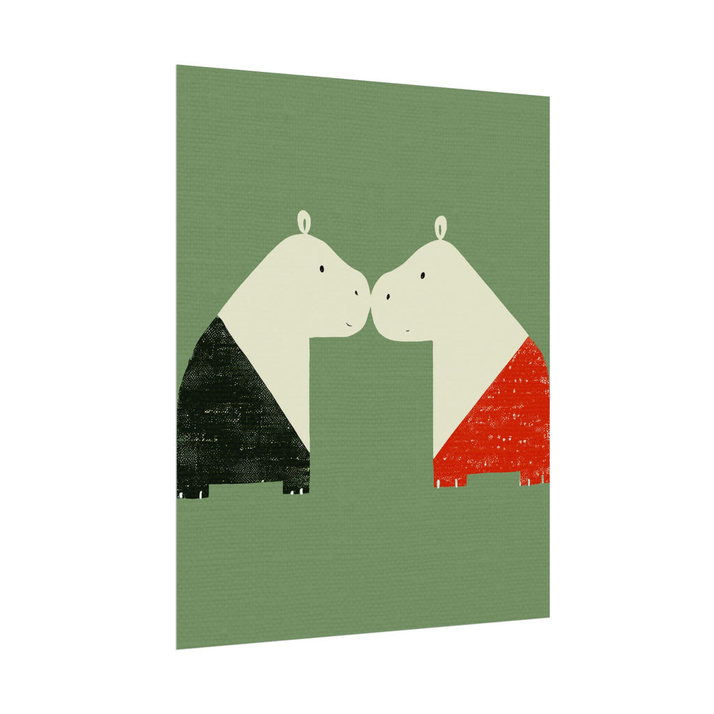 Animal Love Print Hippos Only Rolled Poster - Animals, Hippo, Valentines Day, Nature, Love