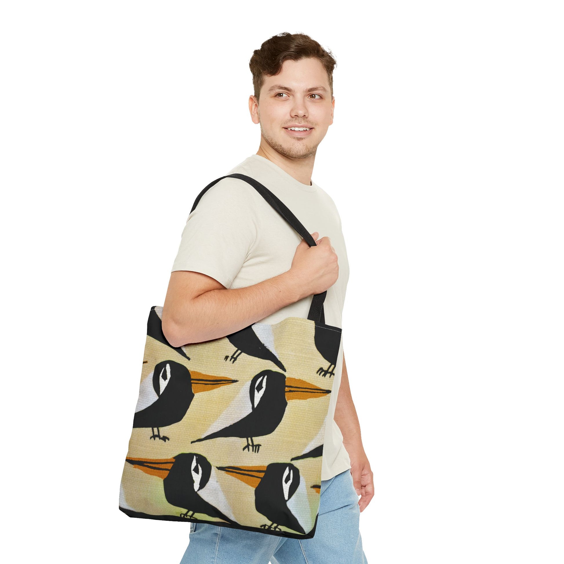 Whimsical Bird Pattern Tote Bag, Eco-Friendly Shopping Bag, Beach Tote, Gift for Nature Lovers, Summer Accessory, Lightweight Carryall
