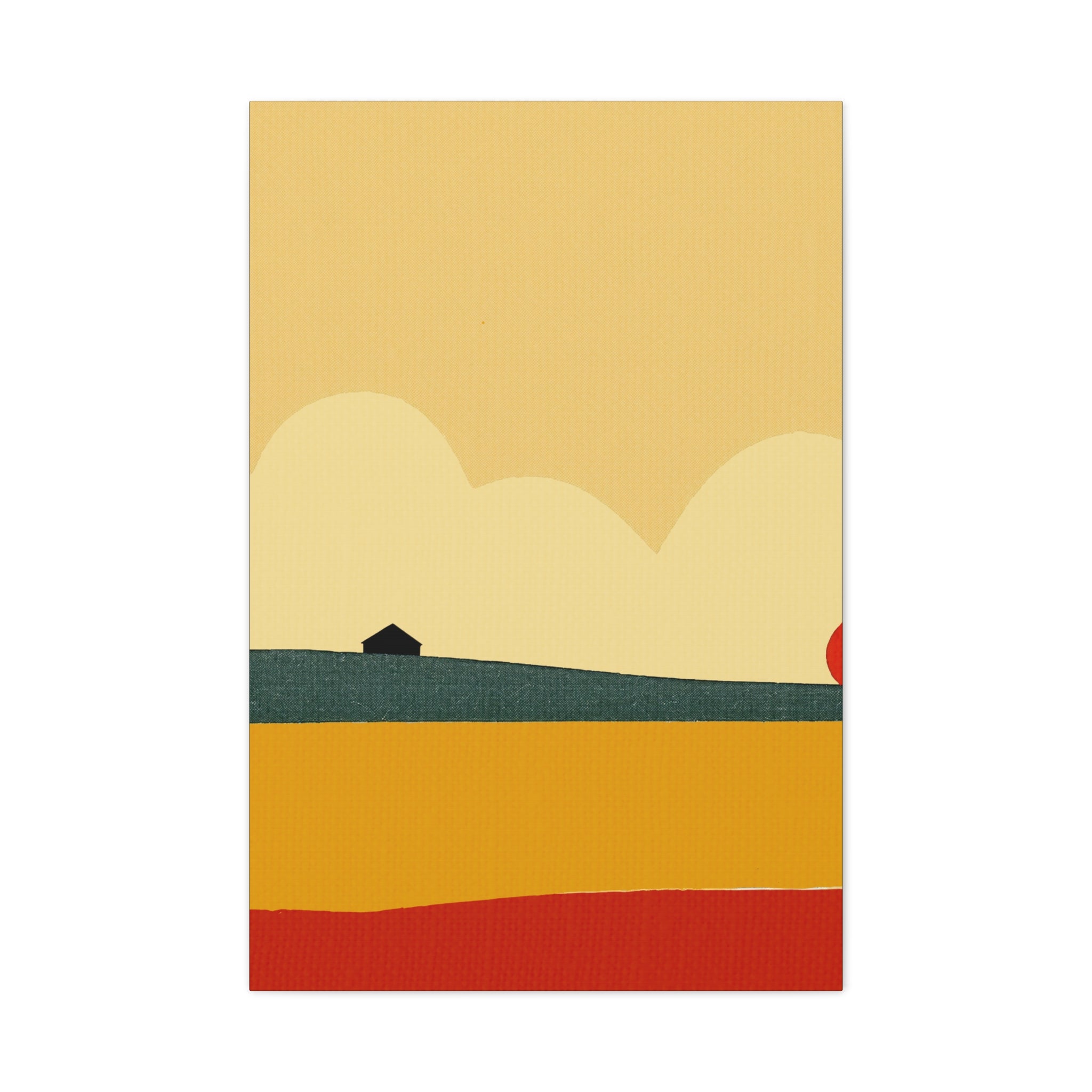 Midwest Mod Simple Farm Landscape Art Print - Matte Canvas, Stretched, 1.25"