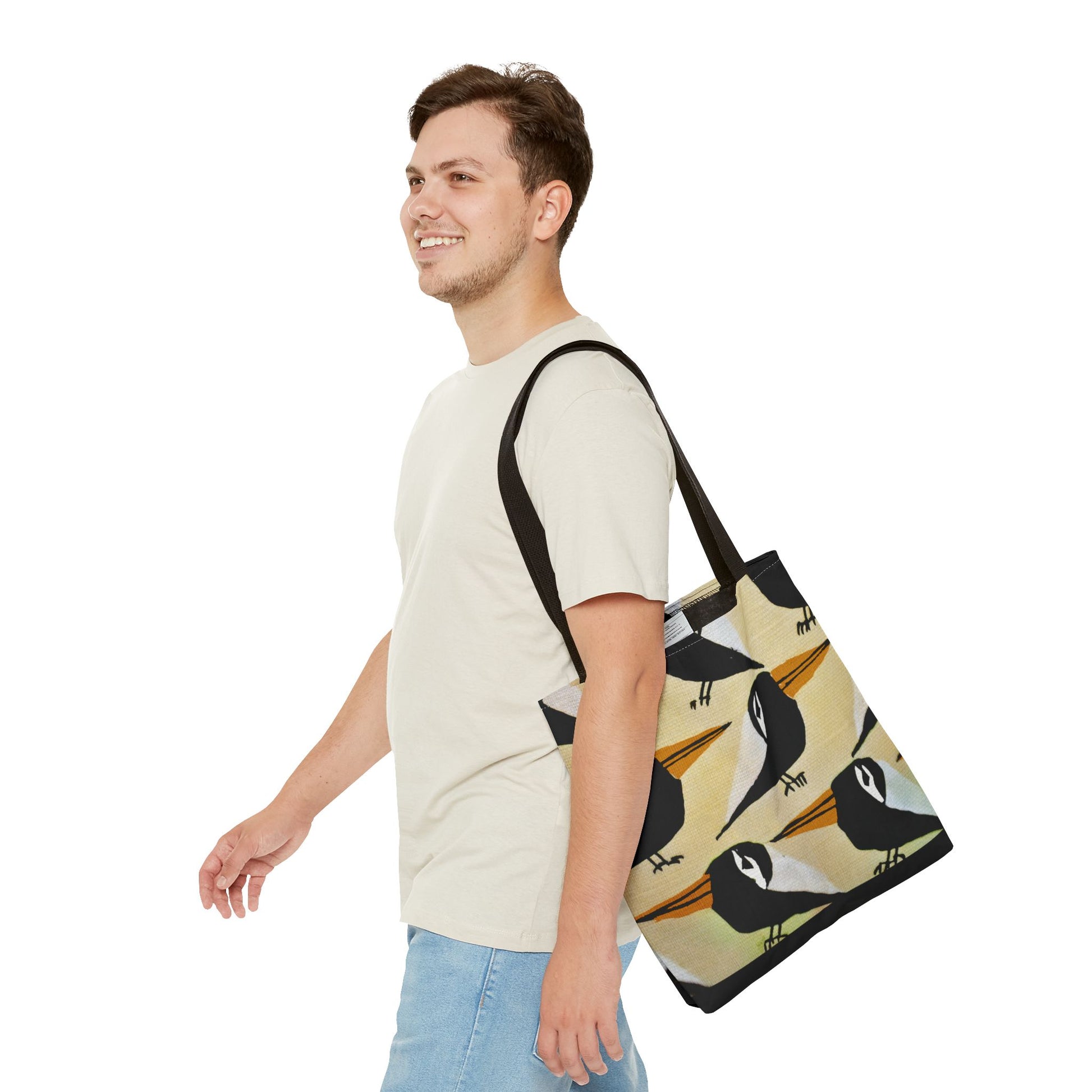 Whimsical Bird Pattern Tote Bag, Eco-Friendly Shopping Bag, Beach Tote, Gift for Nature Lovers, Summer Accessory, Lightweight Carryall