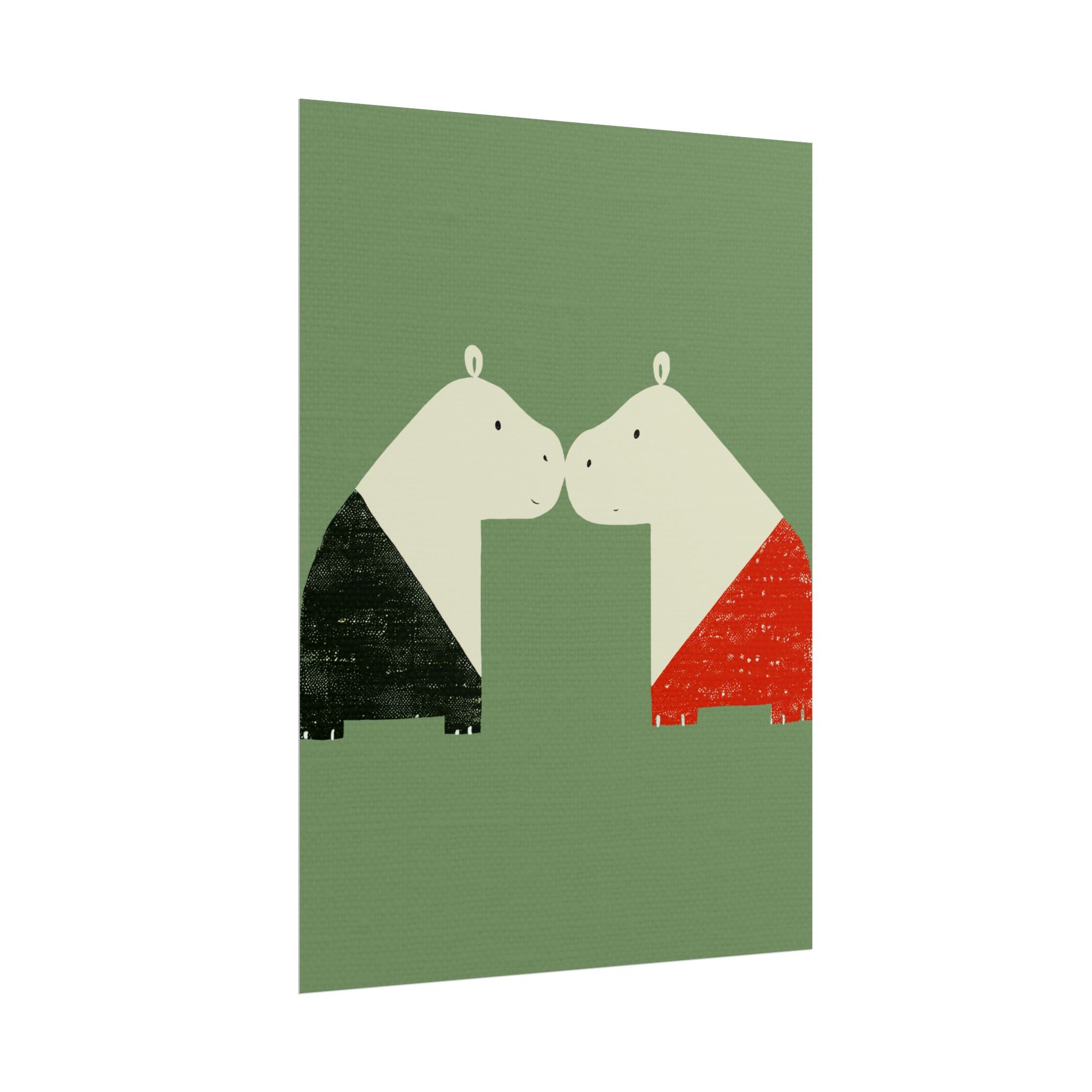 Animal Love Print Hippos Only Rolled Poster - Animals, Hippo, Valentines Day, Nature, Love