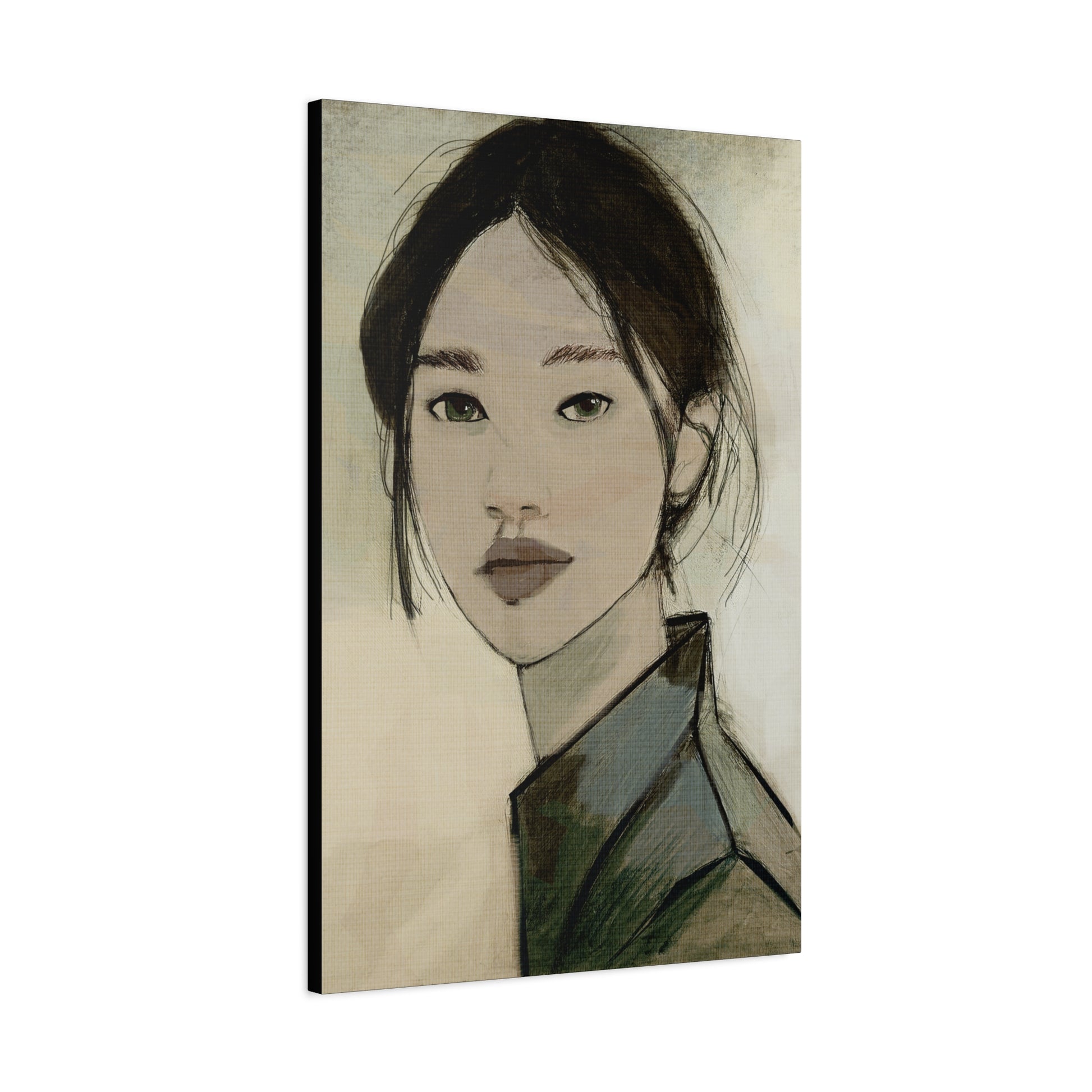 Abstract Woman Portrait Collaborative Modern Art Print Number Three- Matte Canvas, Stretched, 1.25"