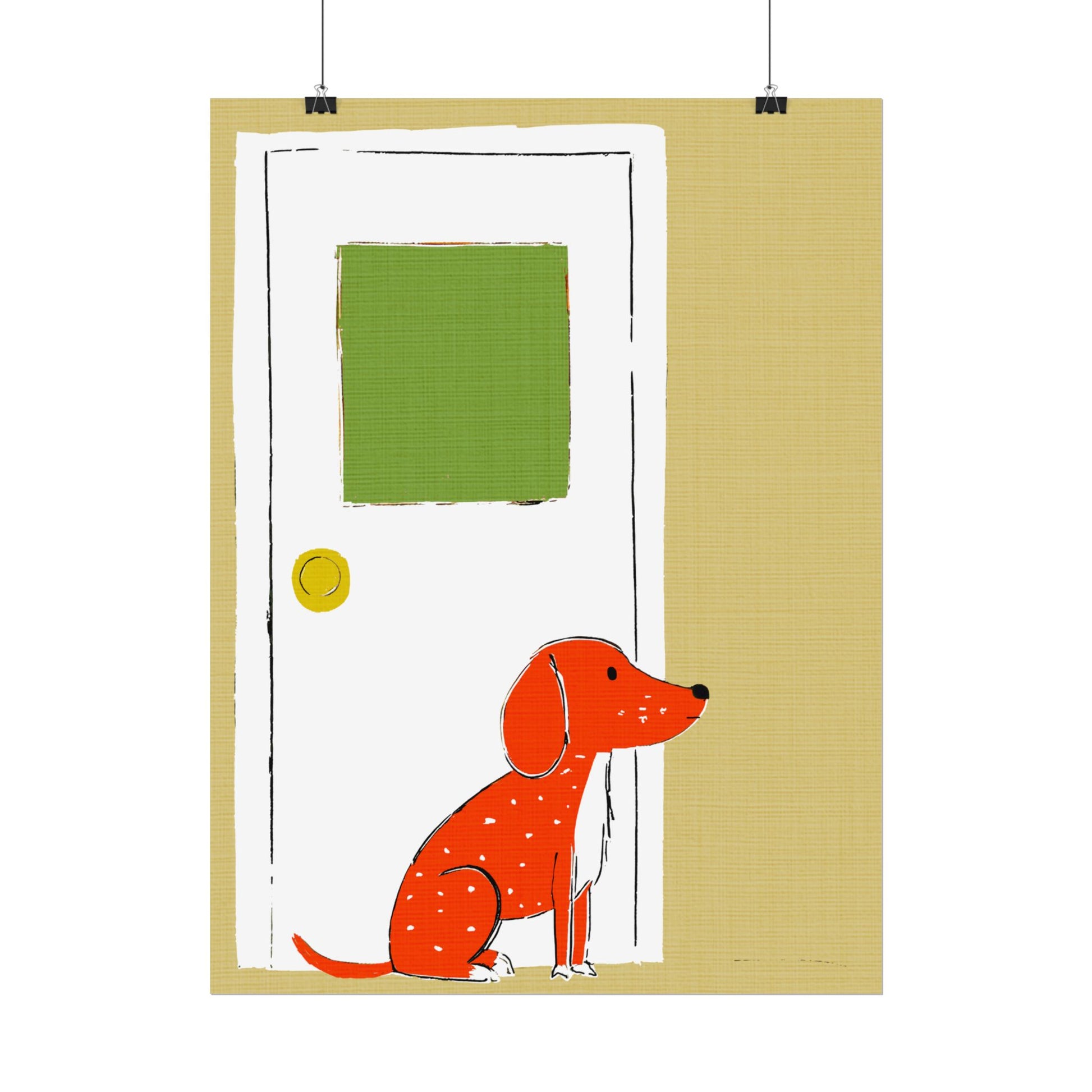 Midwest Mod Dog at Door Nursery Kids Art Print Rolled Poster | Wall Art, Midwest Mod, Dog, Dog at Door, Welcome Home