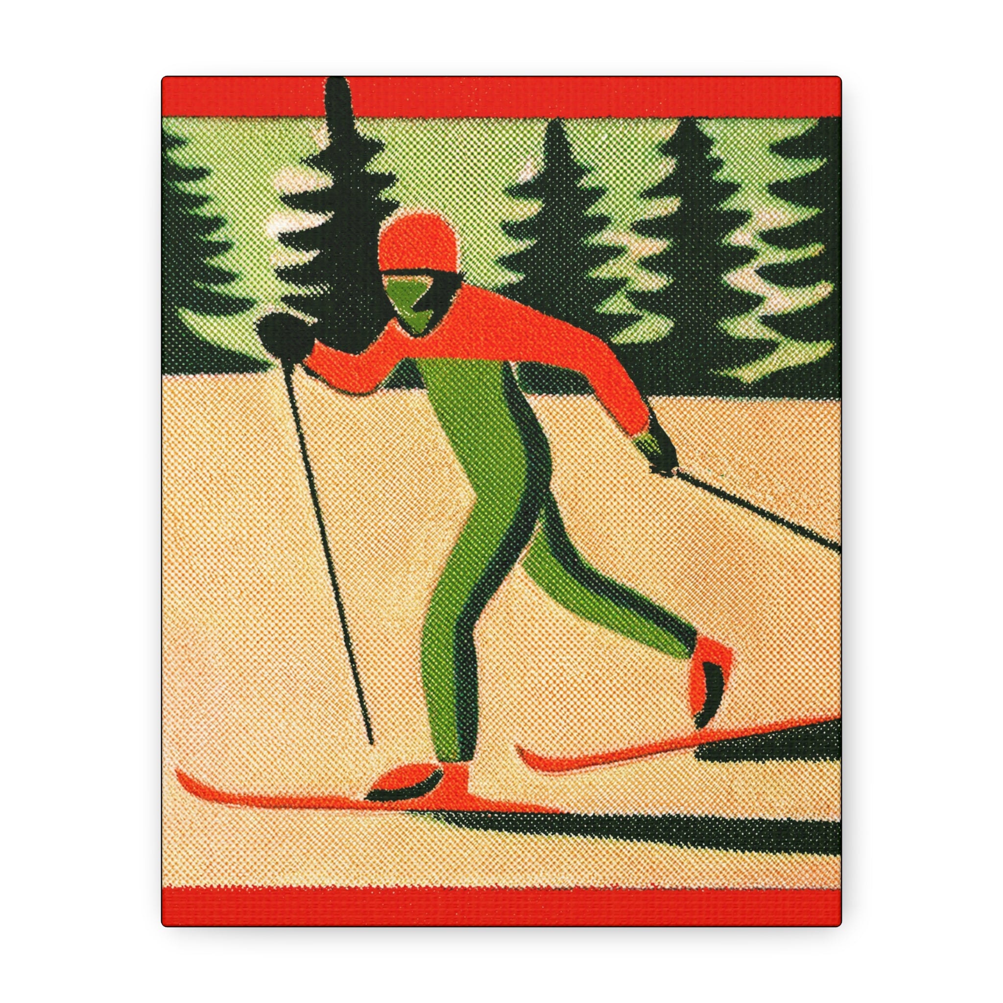 Midwest Mod Seasonal Winter Art Print Cross Country Skier - Matte Canvas, Stretched, 1.25"