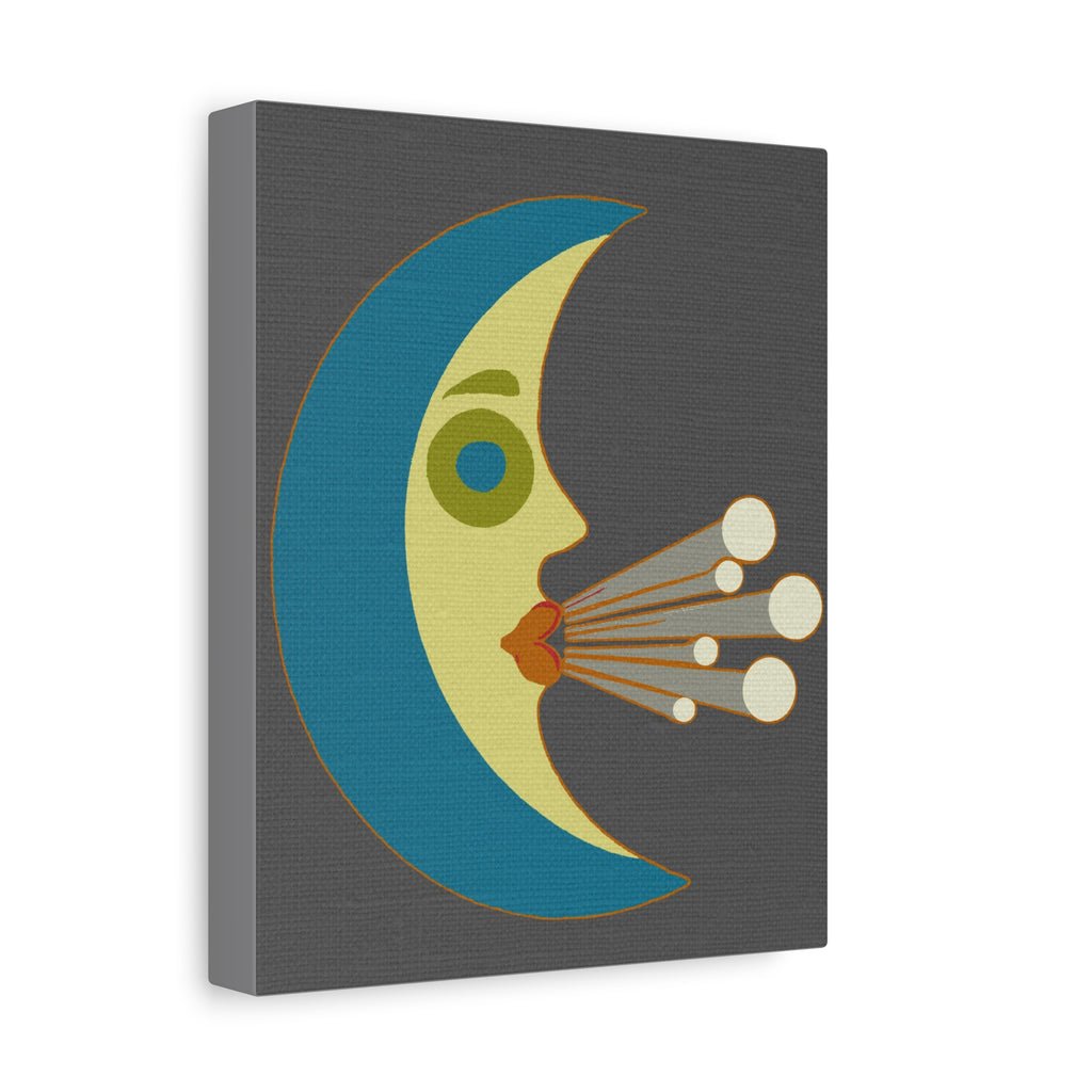 Midwest Modern Windy Crescent Moon Print - Matte Canvas, Stretched, 1.25" -  home decor, wall art, nature, moon, space, wind, weather
