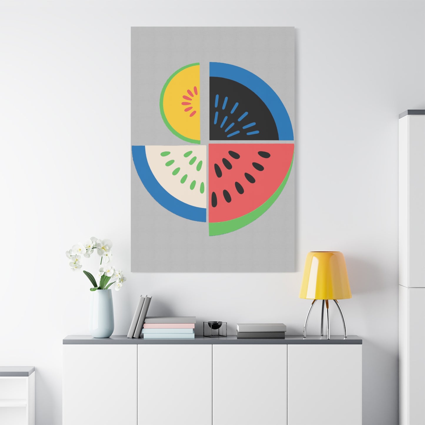 Mod Vibrant Fresh Summer Fruit Graphic Art Print - Matte Canvas, Stretched, 1.25"