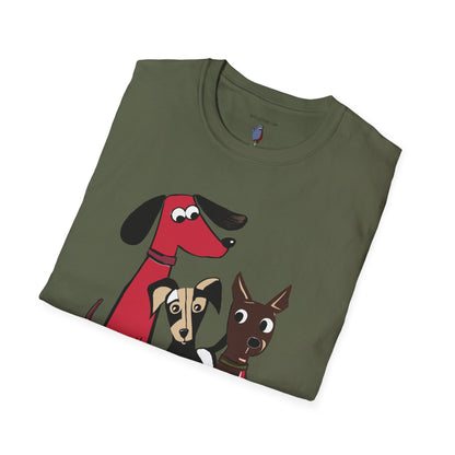 Retro Dog Trio Graphic Art - 100% Cotton T-Shirt