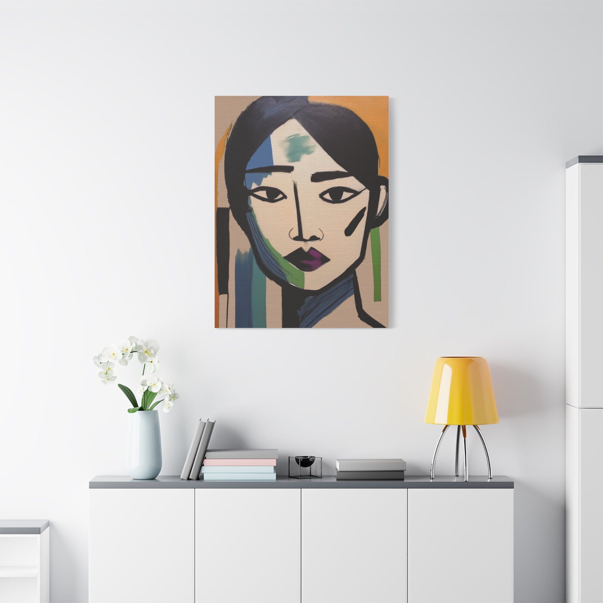 Abstract Warrior Woman Portrait Art Print - Matte Canvas, Stretched, 1.25"