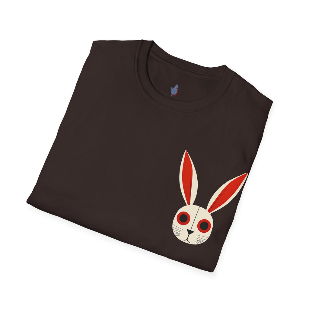 Midwest Modern Pop Iconic Bunny Head  - 100% Cotton Graphic Tee - animal lovers, bunny, rabbit, red, white
