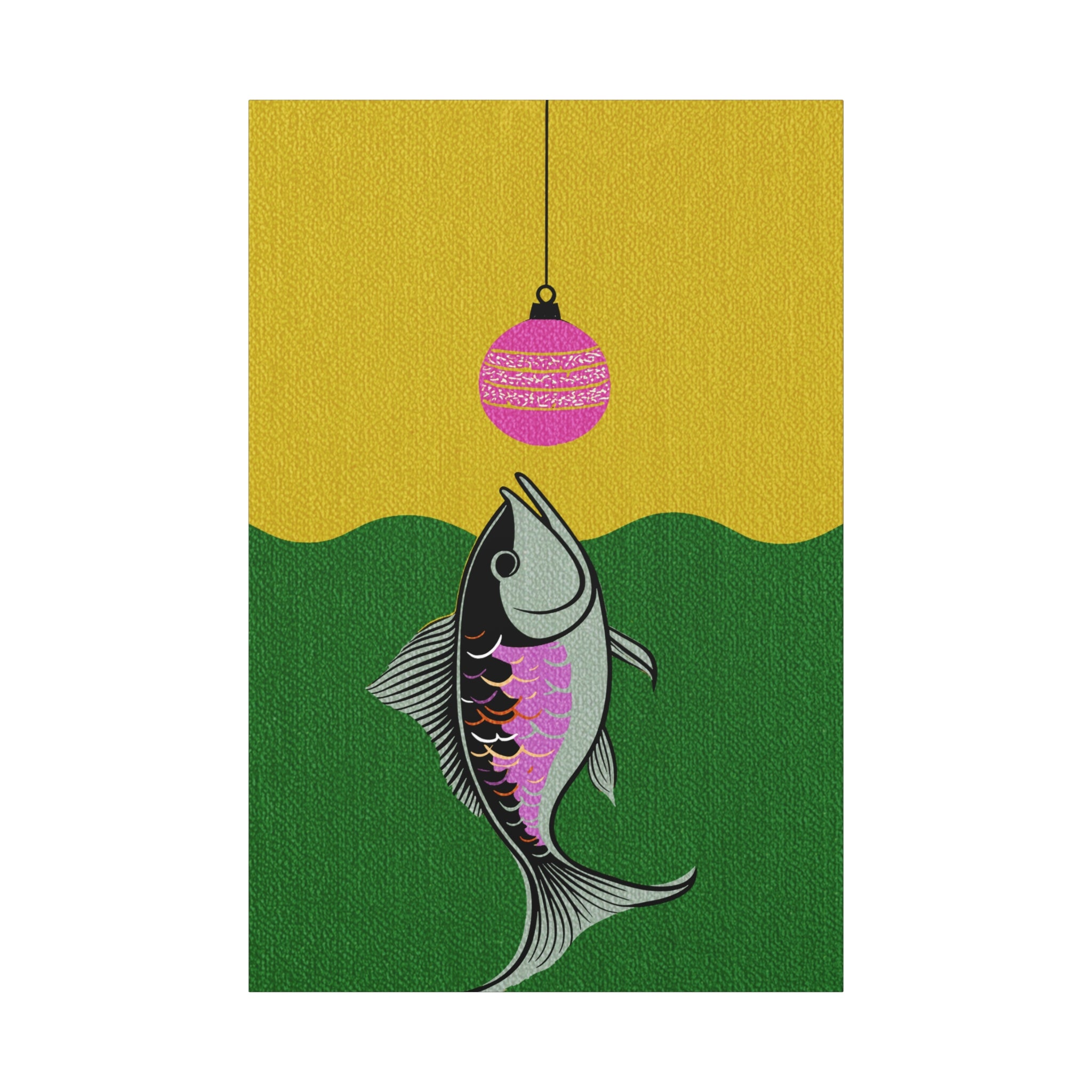 Midwest Mod Holiday Christmas Ornament Lure Fishing No. 2 Print- Matte Canvas, Stretched, 1.25", holiday decor, Christmas, fishing, lures