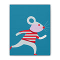 Midwest Modern Running Mouse Print - Matte Canvas, Stretched, 1.25" - nursery, wall decor, fun art, stripes, bold, kids decor