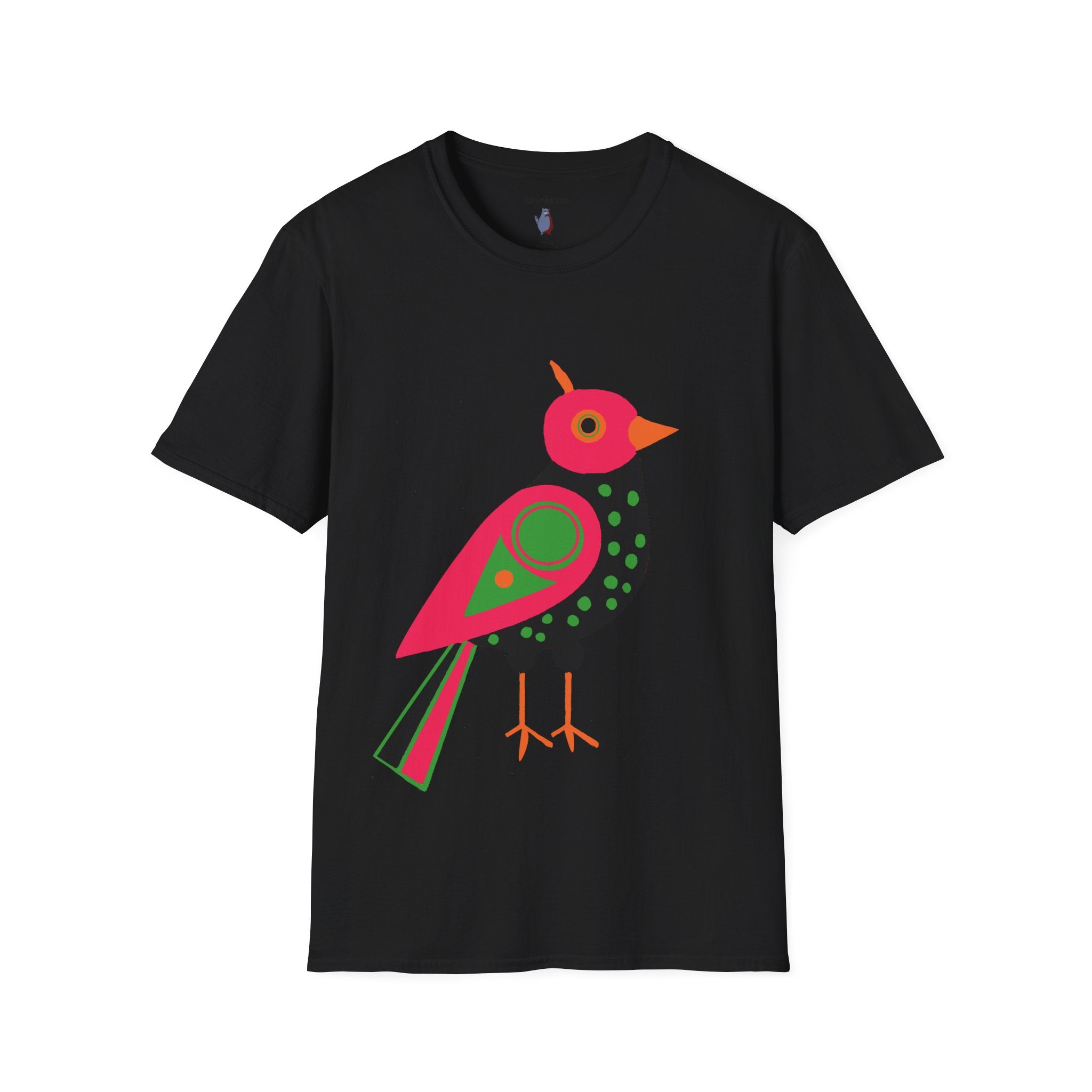 Midwest Modern Serious Pink & Black Bird Art Tee - 100% Cotton T-Shirt