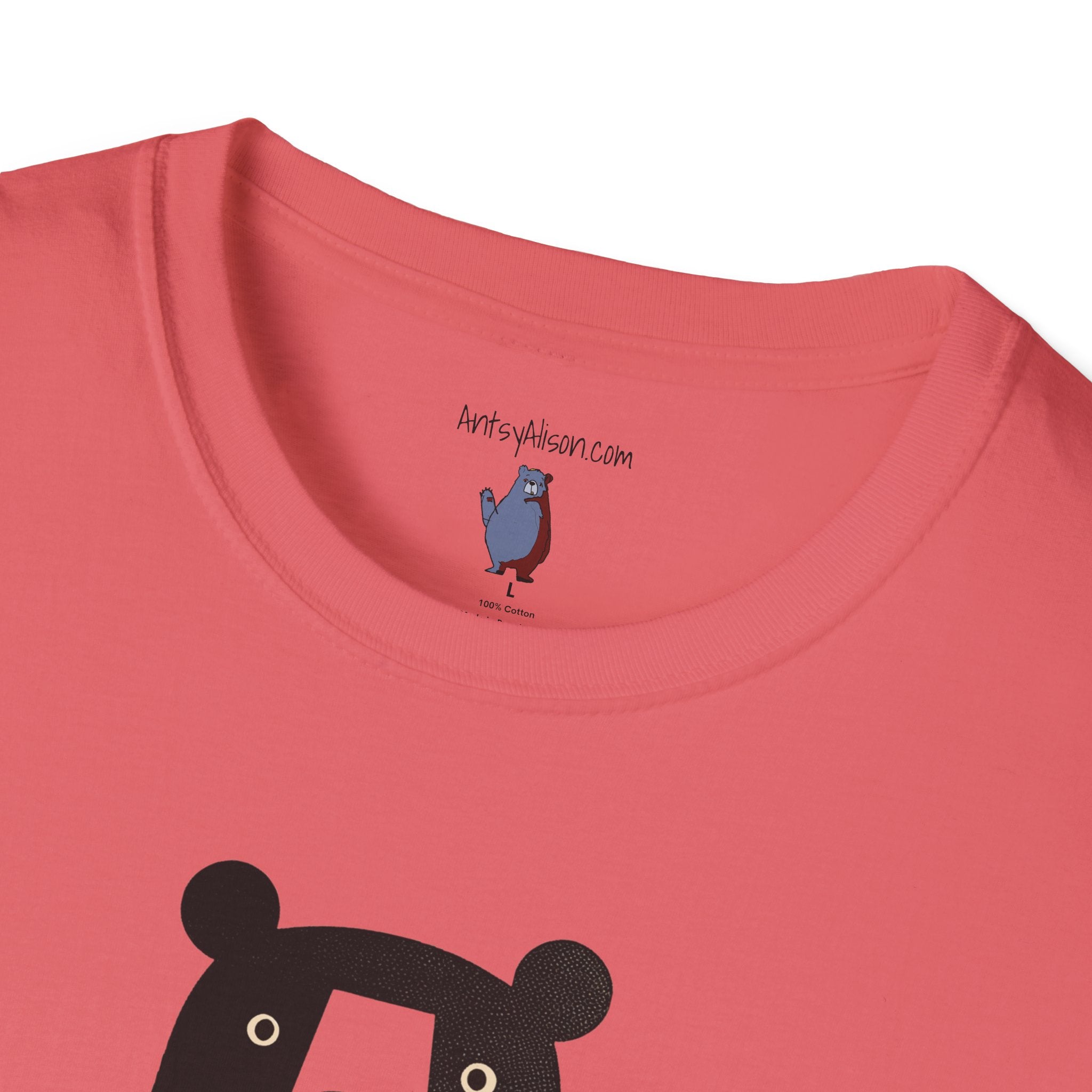 Mod and Retro Transparent Belly Bear Graphic Art Tee - 100% Cotton T-Shirt