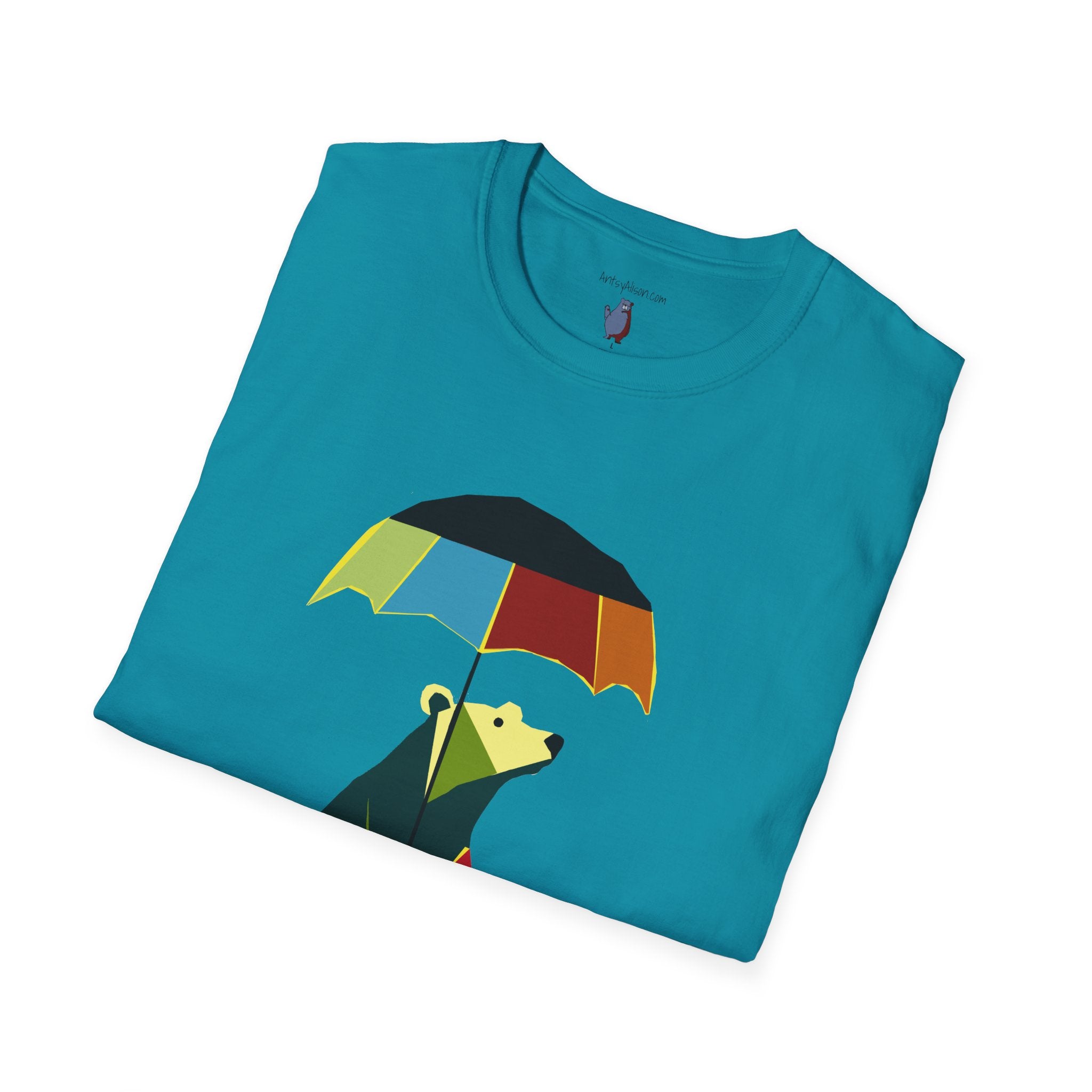 Modern Bear with Umbrella  - 100% Cotton T-Shirt