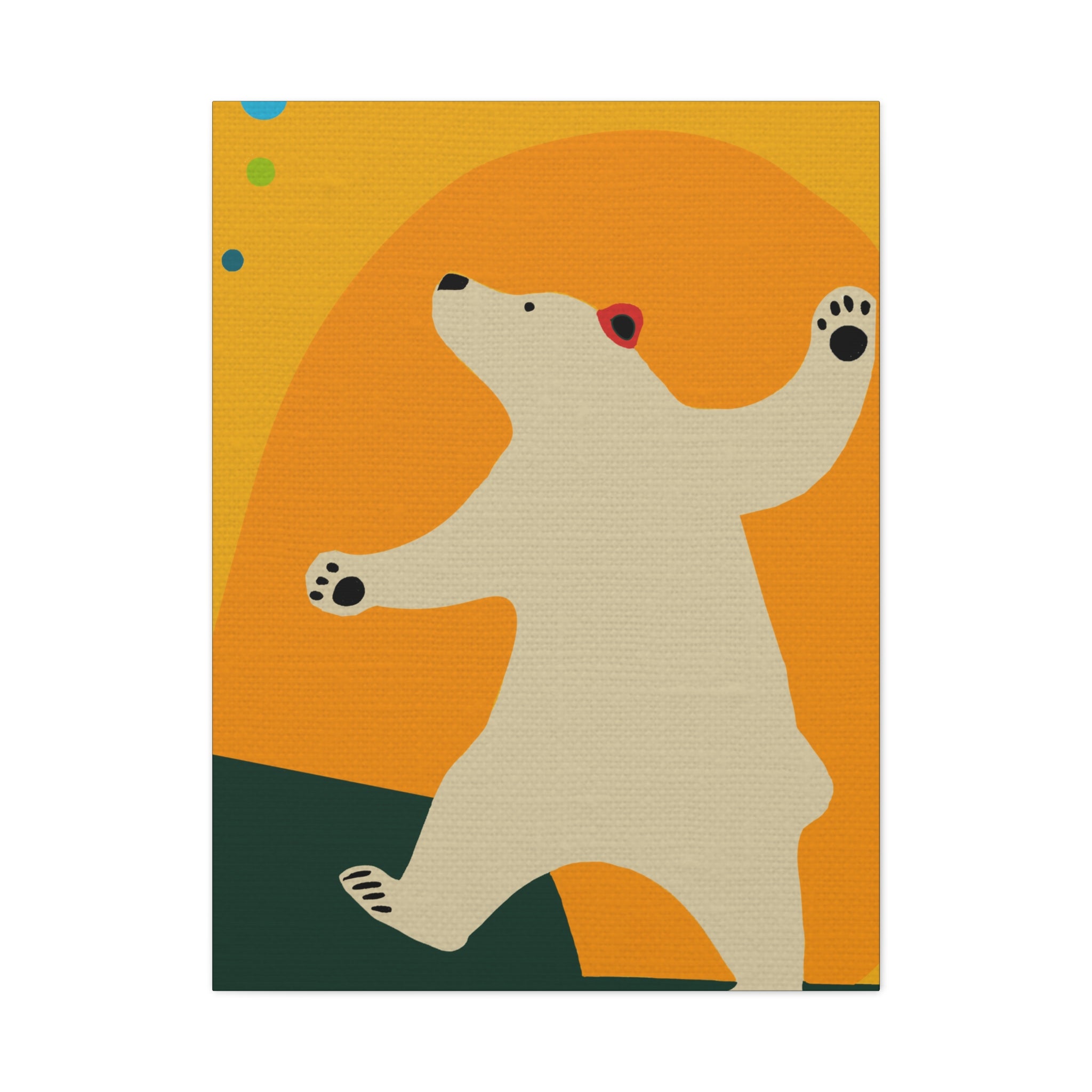 Midwest Modern Pop Art Style Juggling Bear Print - Matte Canvas, Stretched, 1.25"