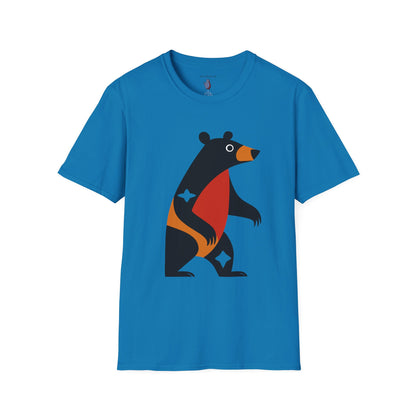 Mod Diamond Black Bear Graphic Art Tee - 100% Cotton T-Shirt