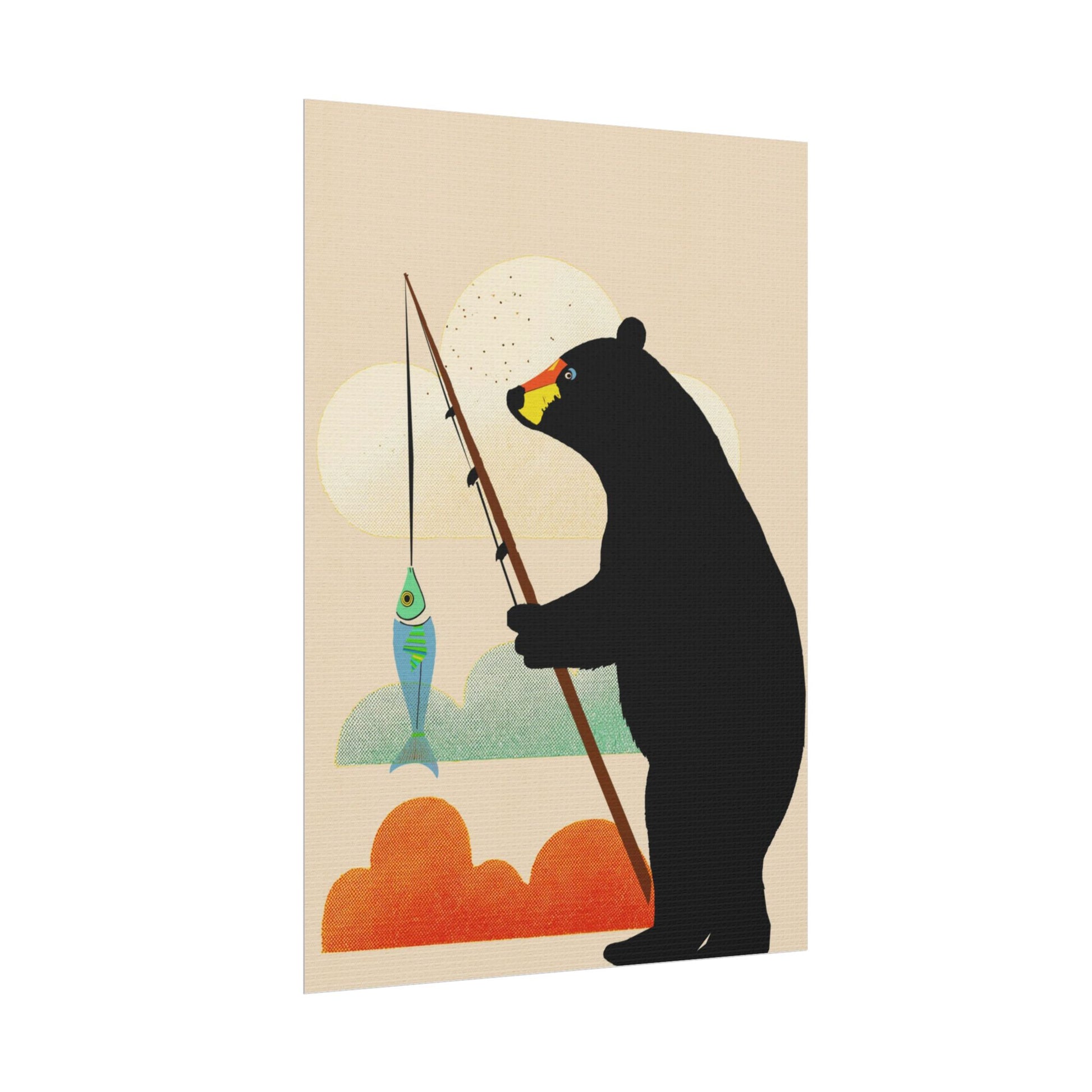 Fishing Bear with Catch Art Print Rolled Poster | Fishing, Bears