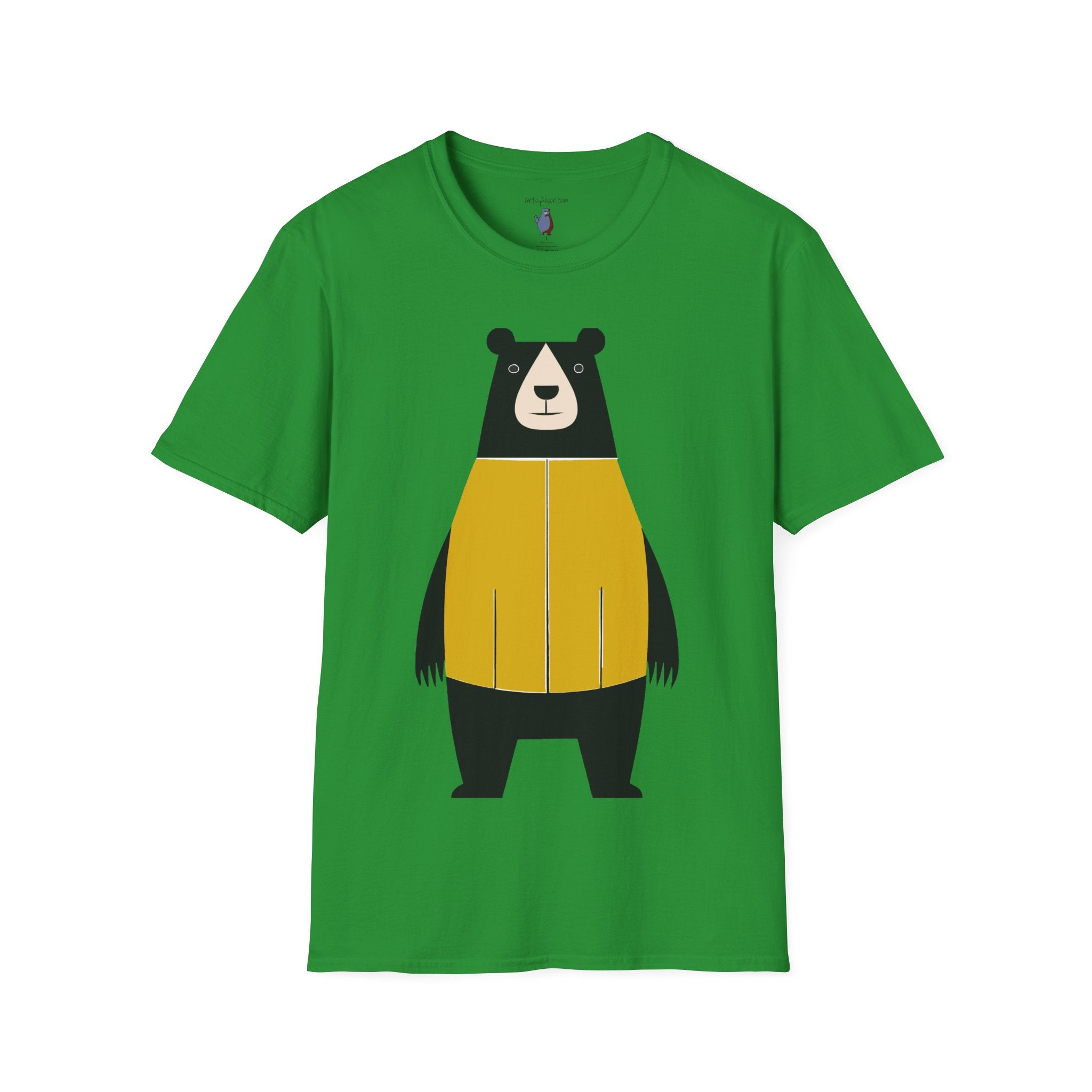 Bear in Yellow Graphic Art - 100% Cotton T-Shirt