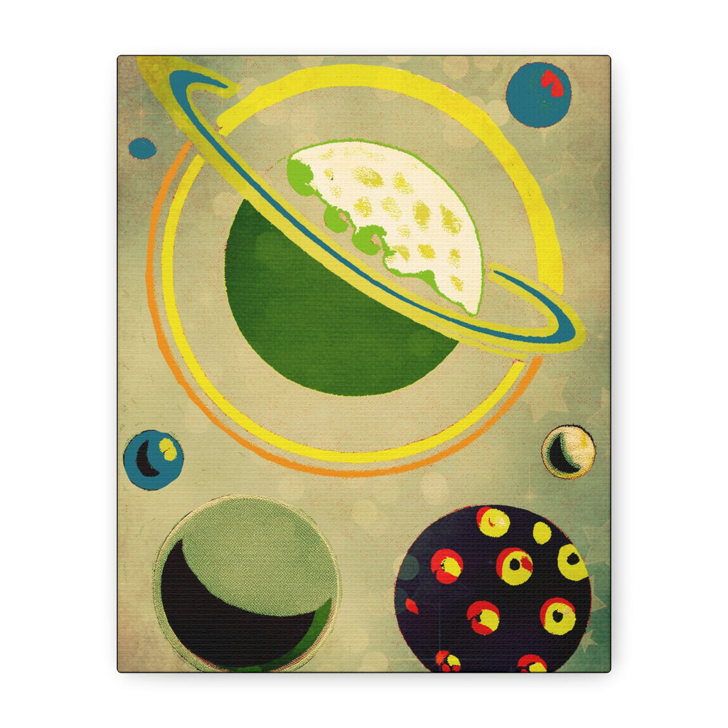 Midwest Modern Retro Colorful Planets  Art Print - Matte Canvas, Stretched, 1.25" -  home decor, wall art, space, astrology, planet