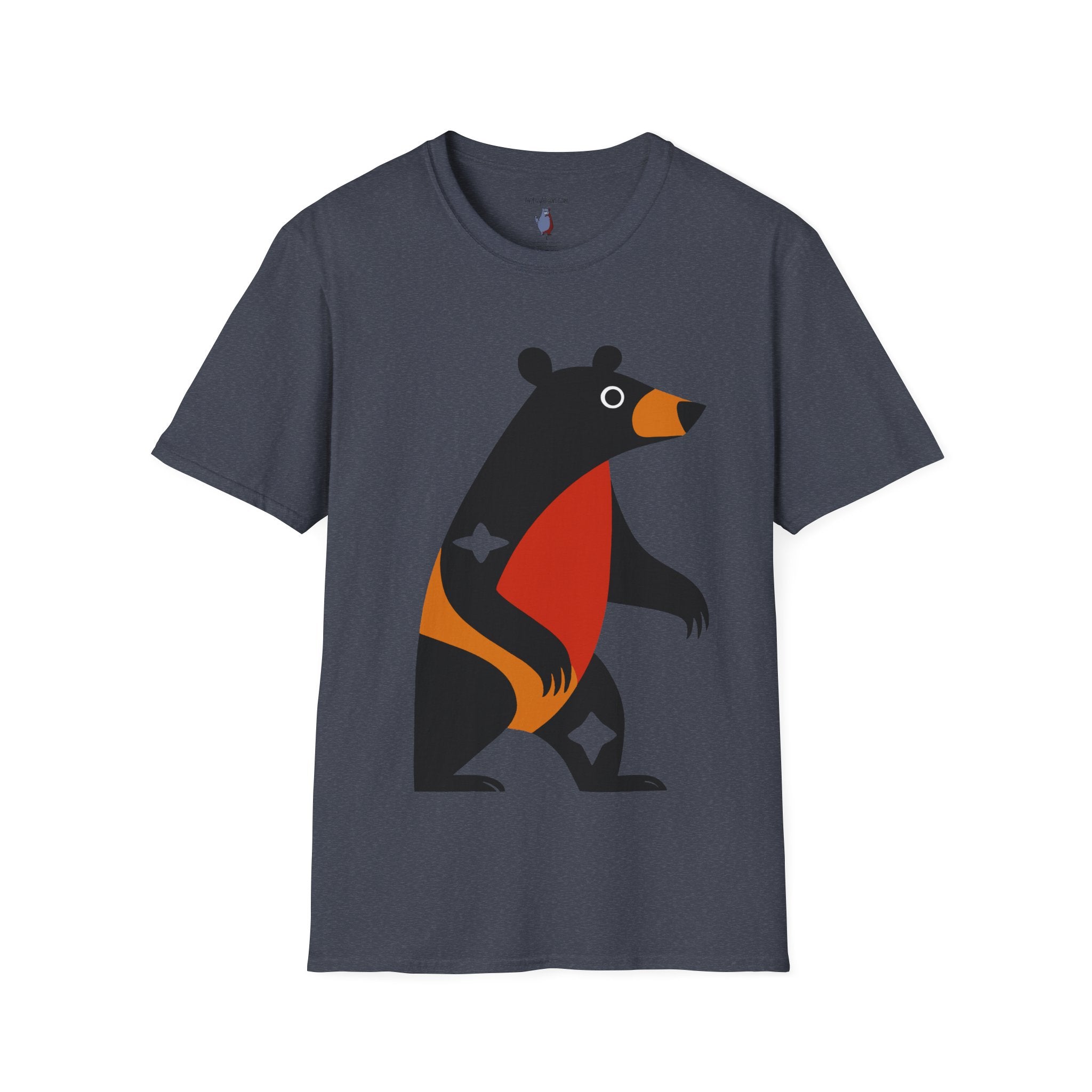 Mod Diamond Black Bear Graphic Art Tee - 100% Cotton T-Shirt