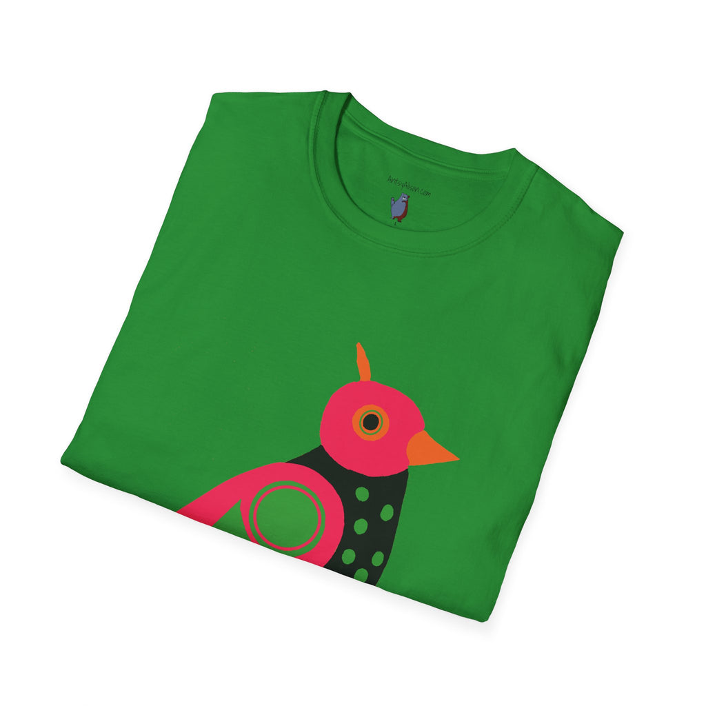 Midwest Modern Serious Pink & Black Bird Art Tee - 100% Cotton T-Shirt