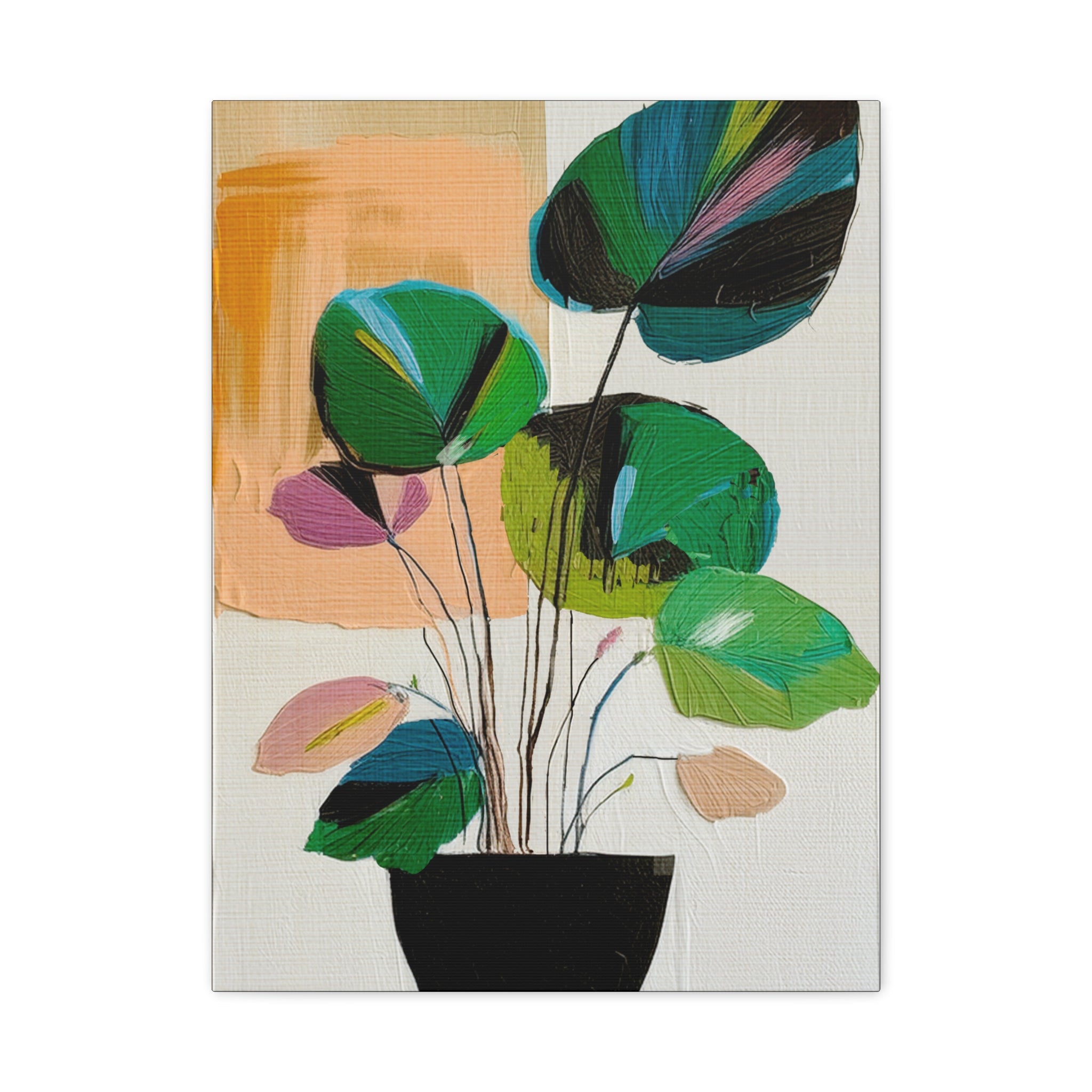 Midwest Mod Abstract Houseplant Plant Art Print No. 600 - Matte Canvas, Stretched, 1.25"