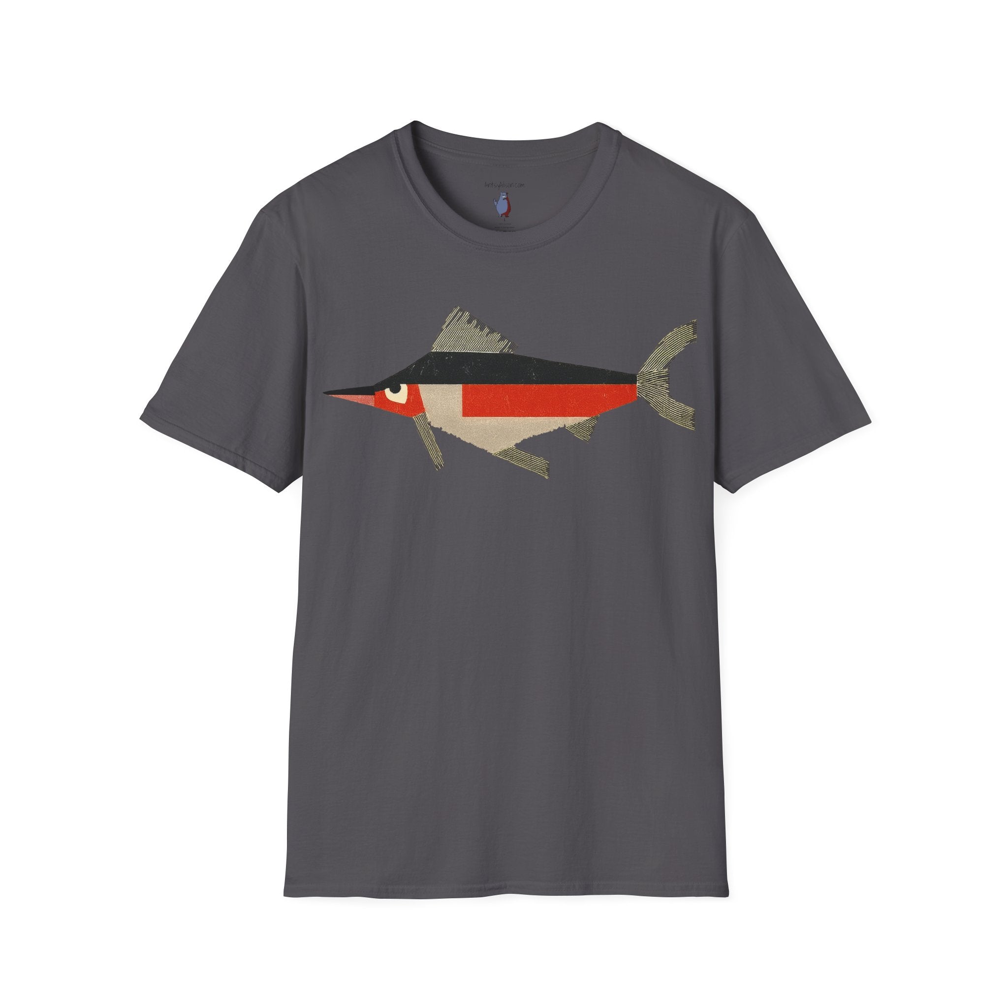 Mod Mad Swordfish Fish Graphic Art Tee - 100% Cotton T-Shirt
